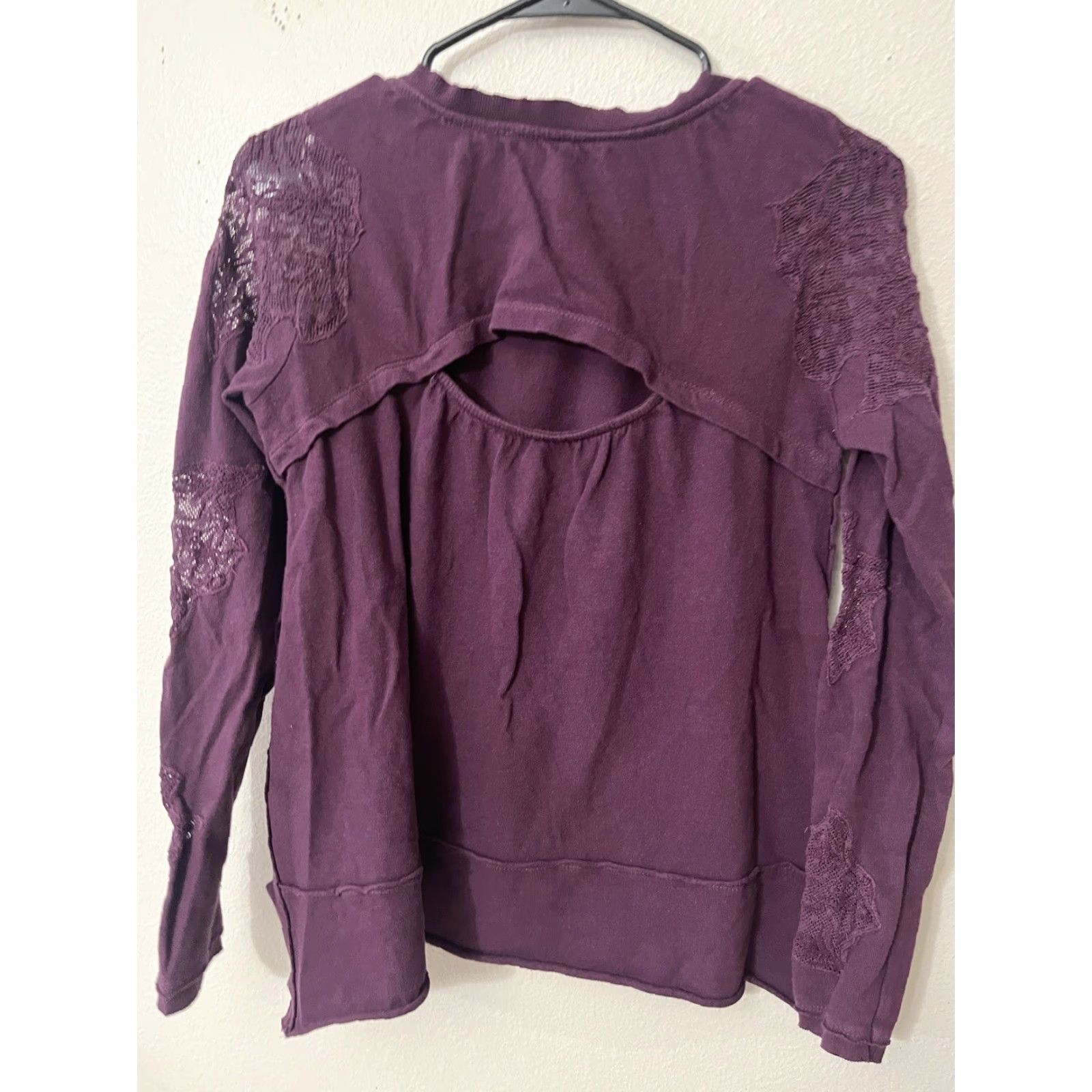 Free People Free People Womens Top Blouse Long Sleeve Burgundy Lace Back Keyhole S Womens Size S / US 4 / IT 40 - 3 Thumbnail