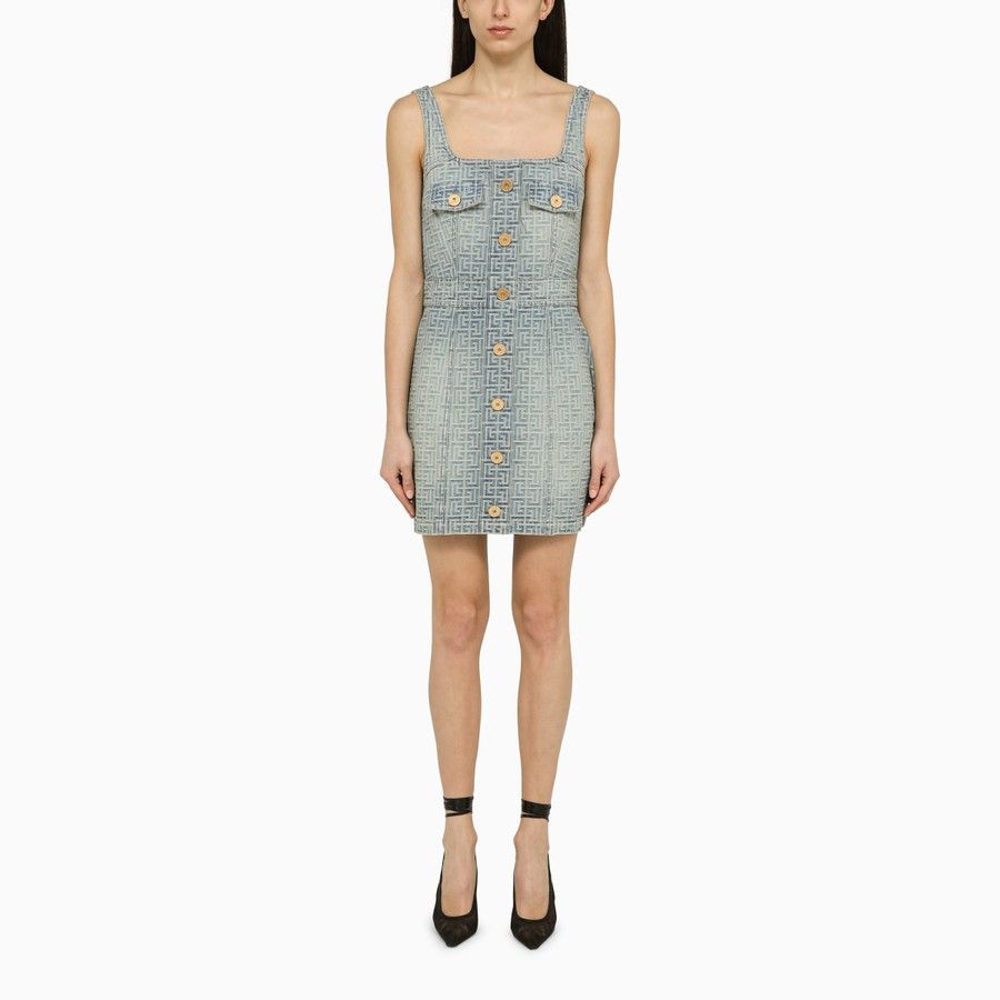 Balmain o1d2blof0824 Mini Dress in Light Blue Size M / US 6-8 / IT 42-44 - 1 Thumbnail