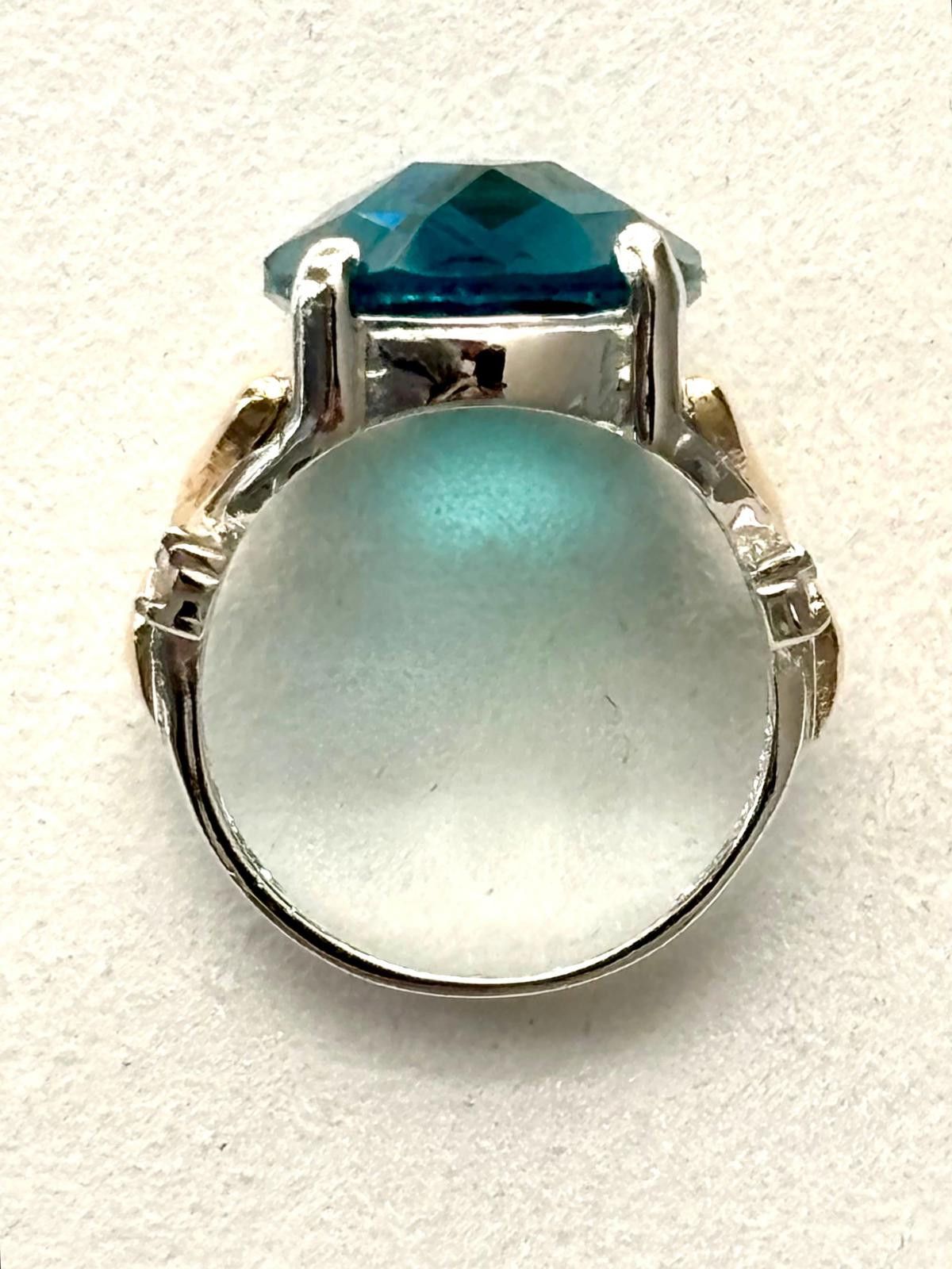 Other 925 Sterling Silver Ring with 10K Gold Accents Blue Quartz 7 Size ONE SIZE - 4 Thumbnail