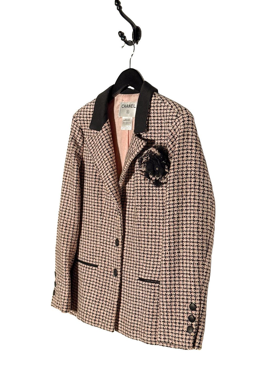 Chanel Chanel Vintage SS02 Black Pink Tweed Floral Accent Jacket Size S / US 4 / IT 40 - 2 Thumbnail