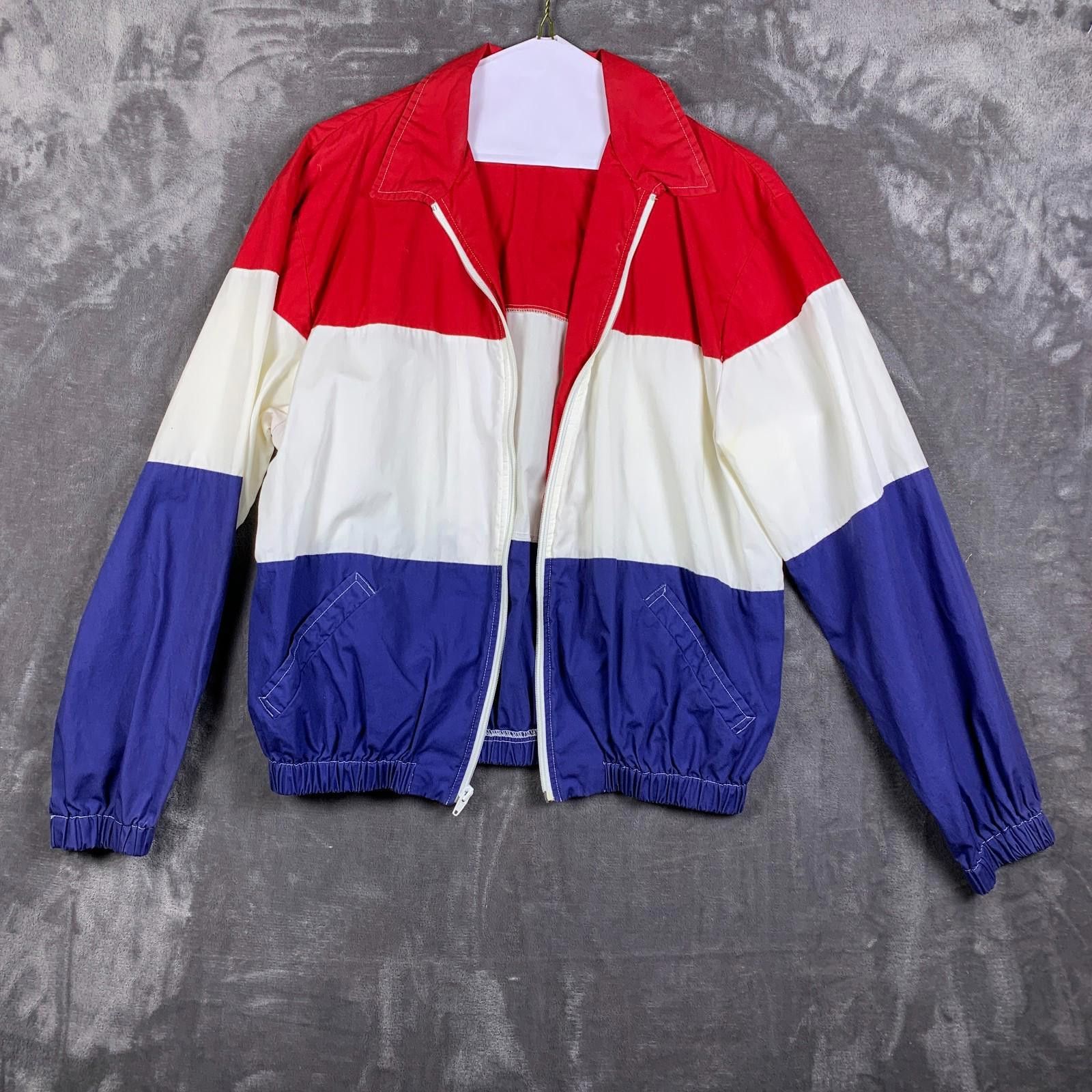 Designer VINTAGE Mel Fox Co Red White Blue Light Windbreaker Sz.L 305 Size US L / EU 52-54 / 3 - 1 Thumbnail