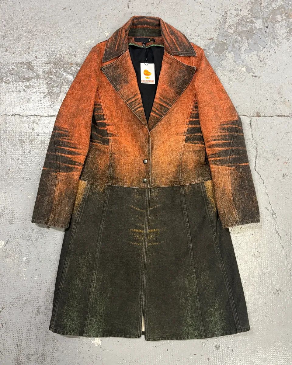 Roberto Cavalli AW2004 Cavalli Sunset Orange Faded Trench Coat Size S / US 4 / IT 40 - 1 Thumbnail