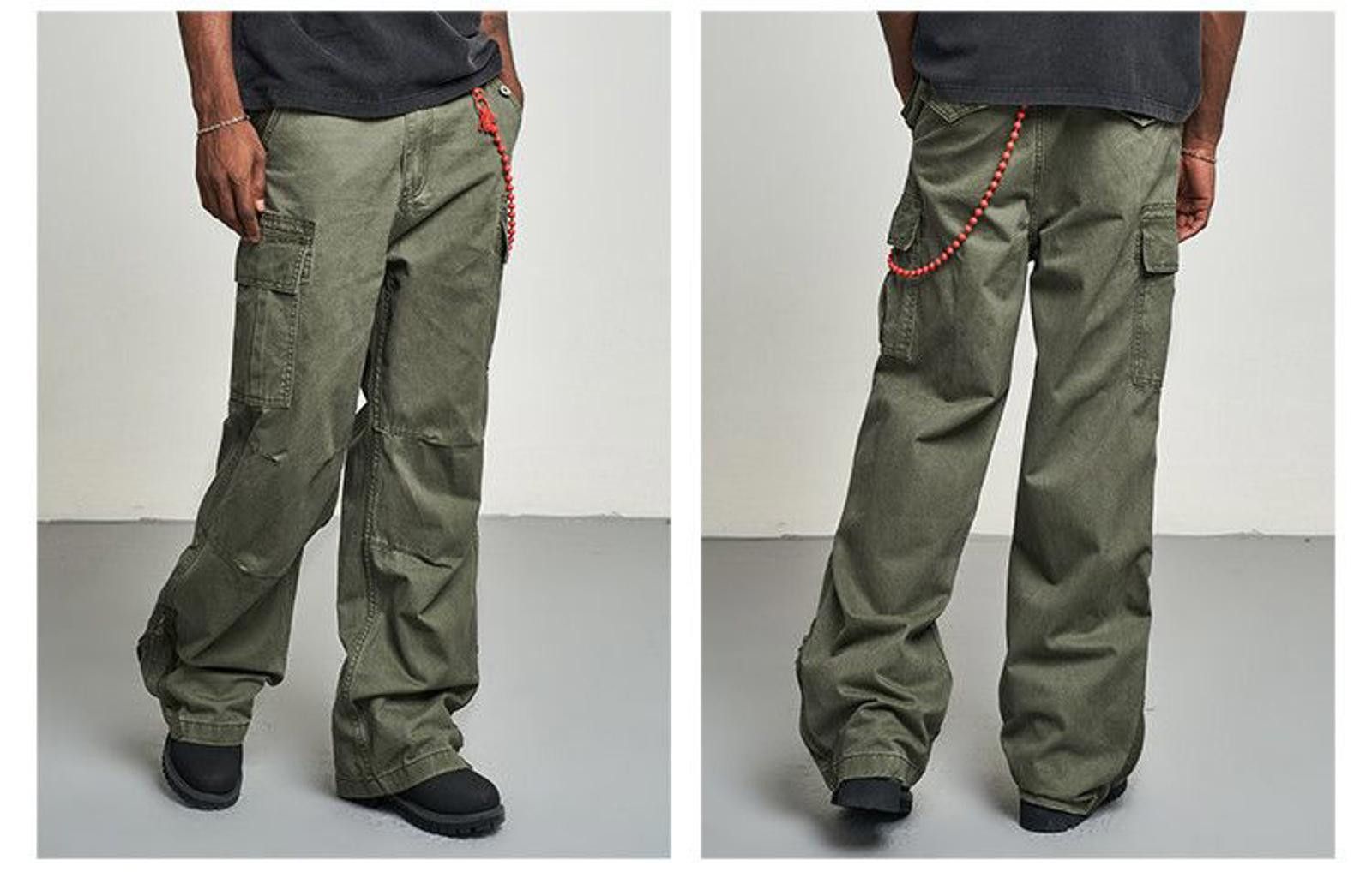 Japanese Brand Oliver Green Loose Straight Wide Leg Cargo Jeans Size US 30 / EU 46 - 3 Thumbnail