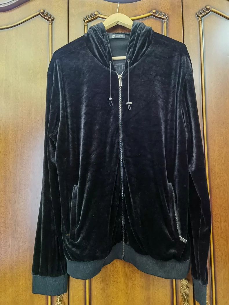 Versace Men's velour hooded casual jacket