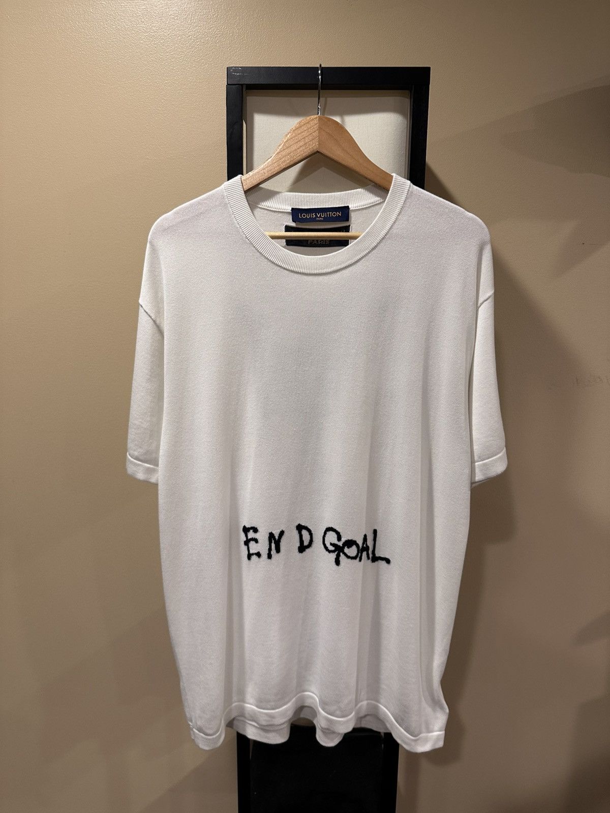 Louis Vuitton Louis Vuitton “End Goal” Intarsia White Sweater Knit T-Shirt Size US XL / EU 56 / 4 - 1 Thumbnail