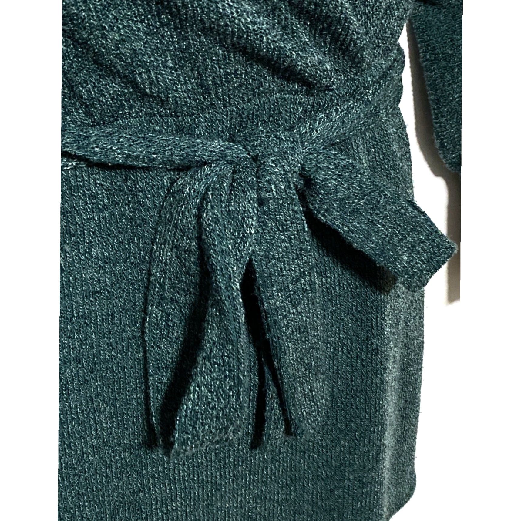 Vintage Francescas Harper Heritage Green Sweater Dress L Surplice Open Back NWT Boho, Long Sleeve, Tie Waist, V-Neck, Machine Washable Size L / US 10 / IT 46 - 3 Thumbnail