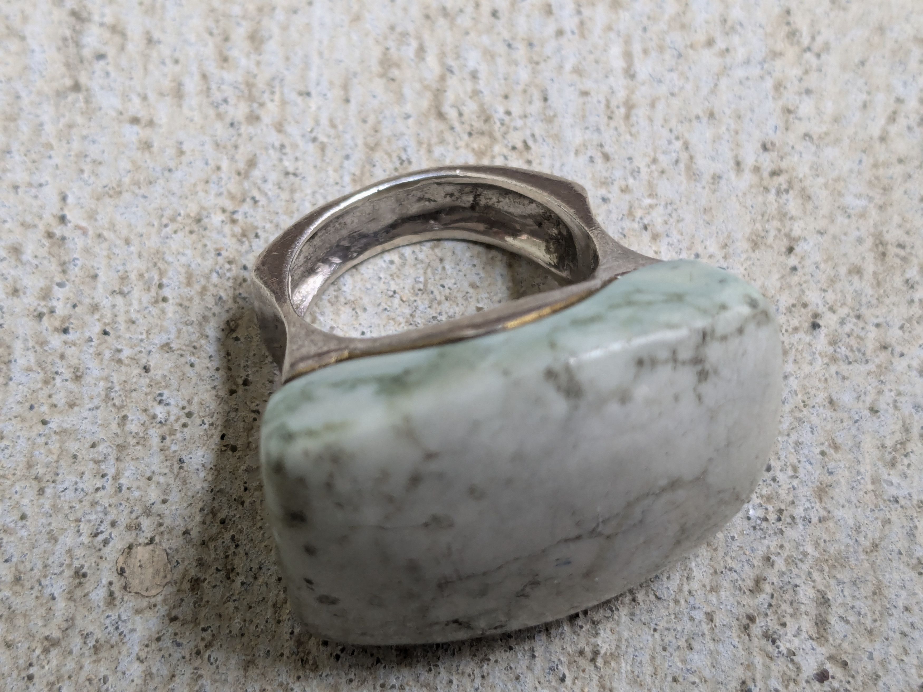 Jewelry Vintage Sterling Silver Ring Blue Howlite 7.75 Modern Size ONE SIZE - 7 Thumbnail