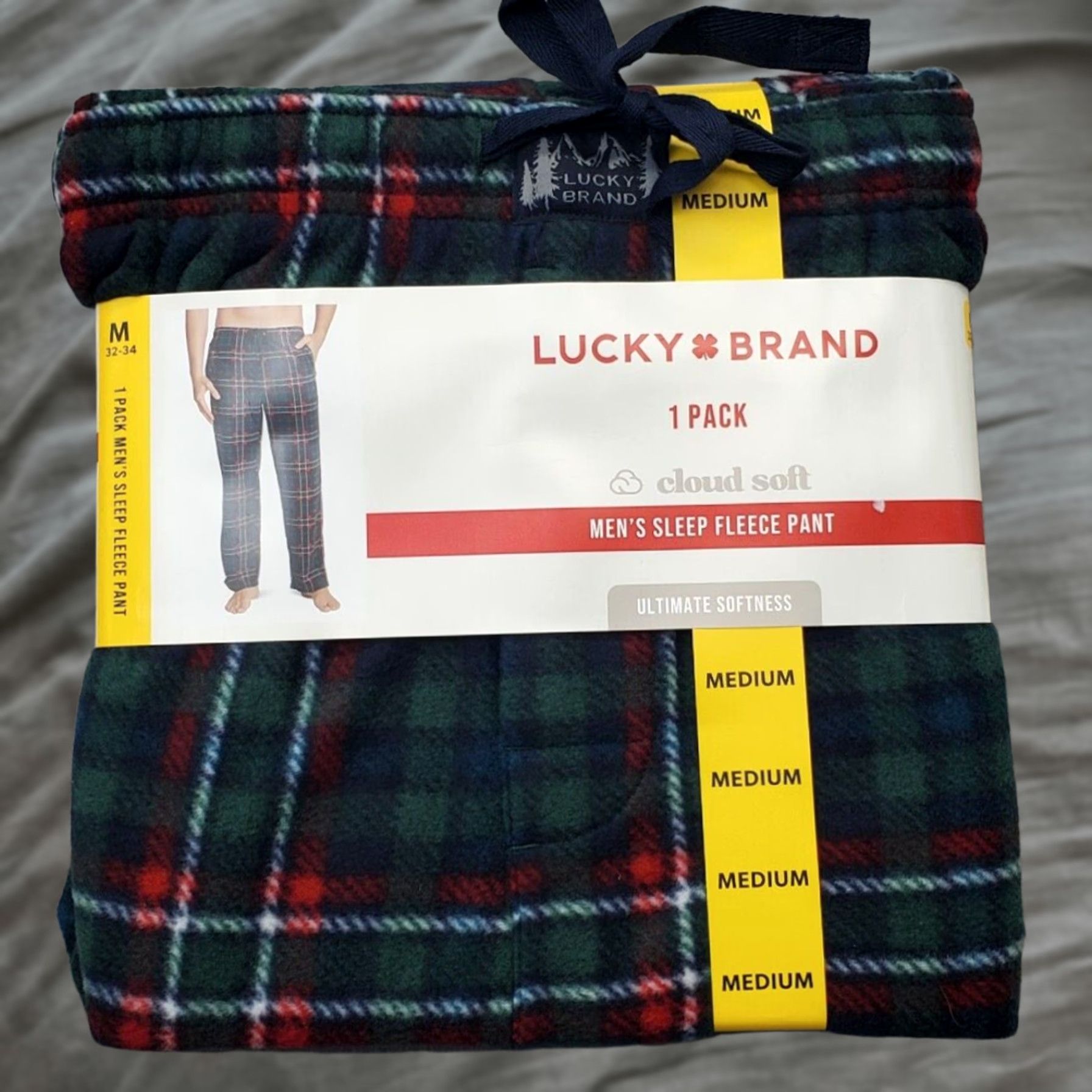 Lucky Brand Lucky Brand Sleep Fleece Pants Mens M Multi Plaid Cloud Soft Elastic Waistband NWT, Pajama Pants, Regular, Multicolor, Men Size US 31 - 1 Thumbnail