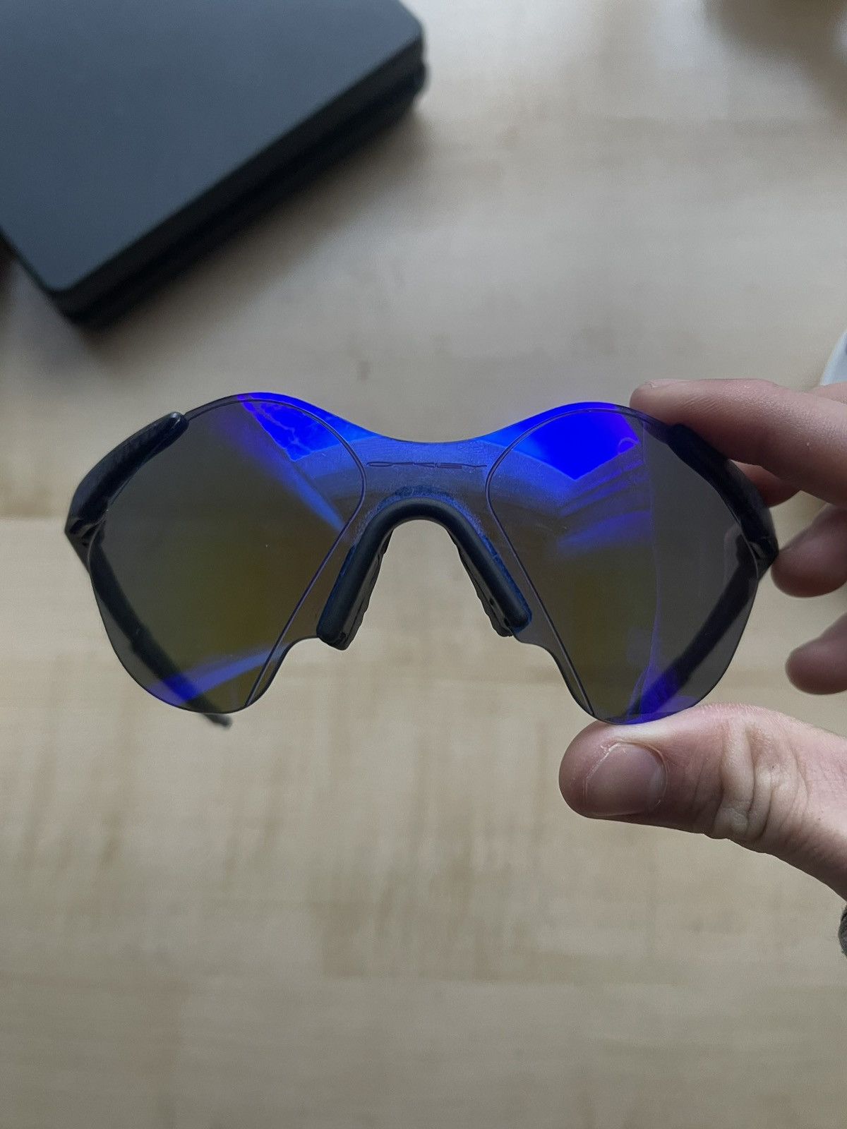 image of 2000S Oakley Sub Zero Rimless Blue Tinted Sunglasses, Men's