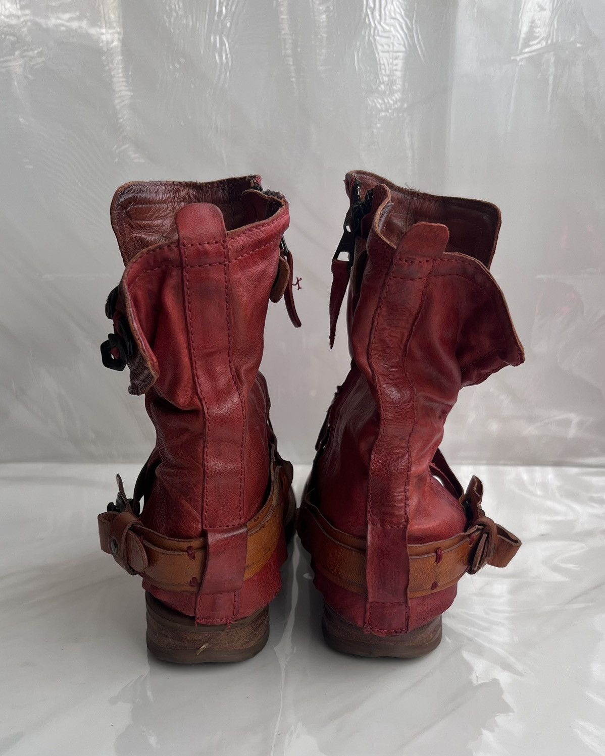 A.S.98 As 98 Airstep Zipper Boho Biker Red distressed boot Size US 8 / IT 38 - 8 Thumbnail
