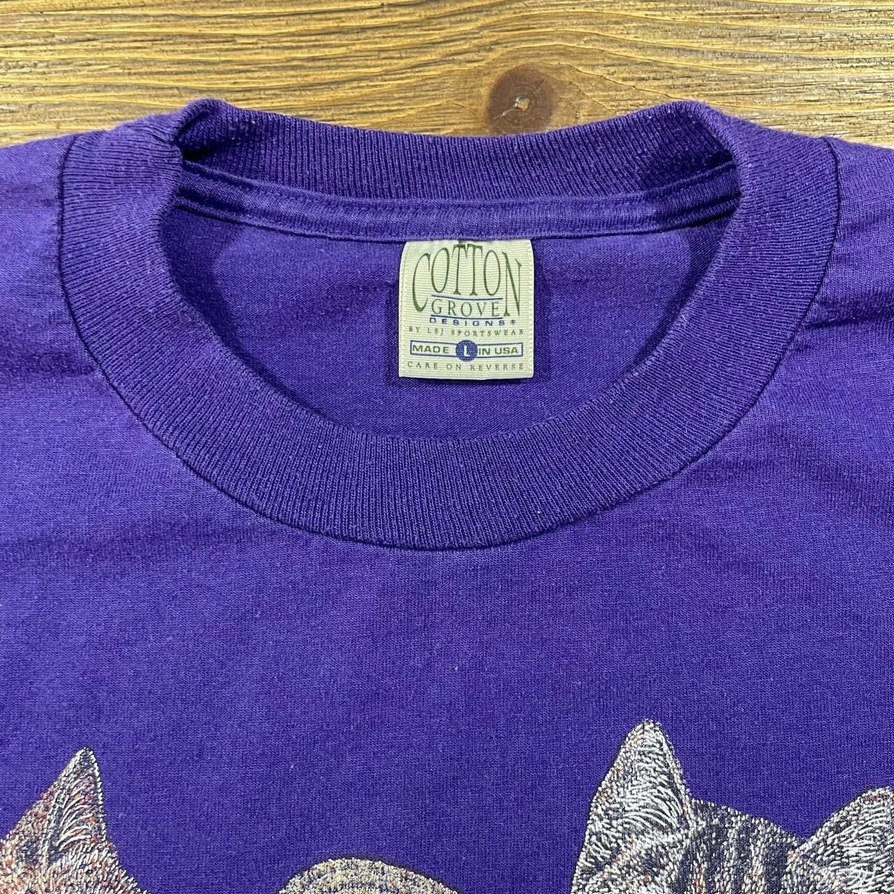 Vintage Vintage 1992 Purple Cat and Sun Hat T-Shirt Size US L / EU 52-54 / 3 - 4 Thumbnail