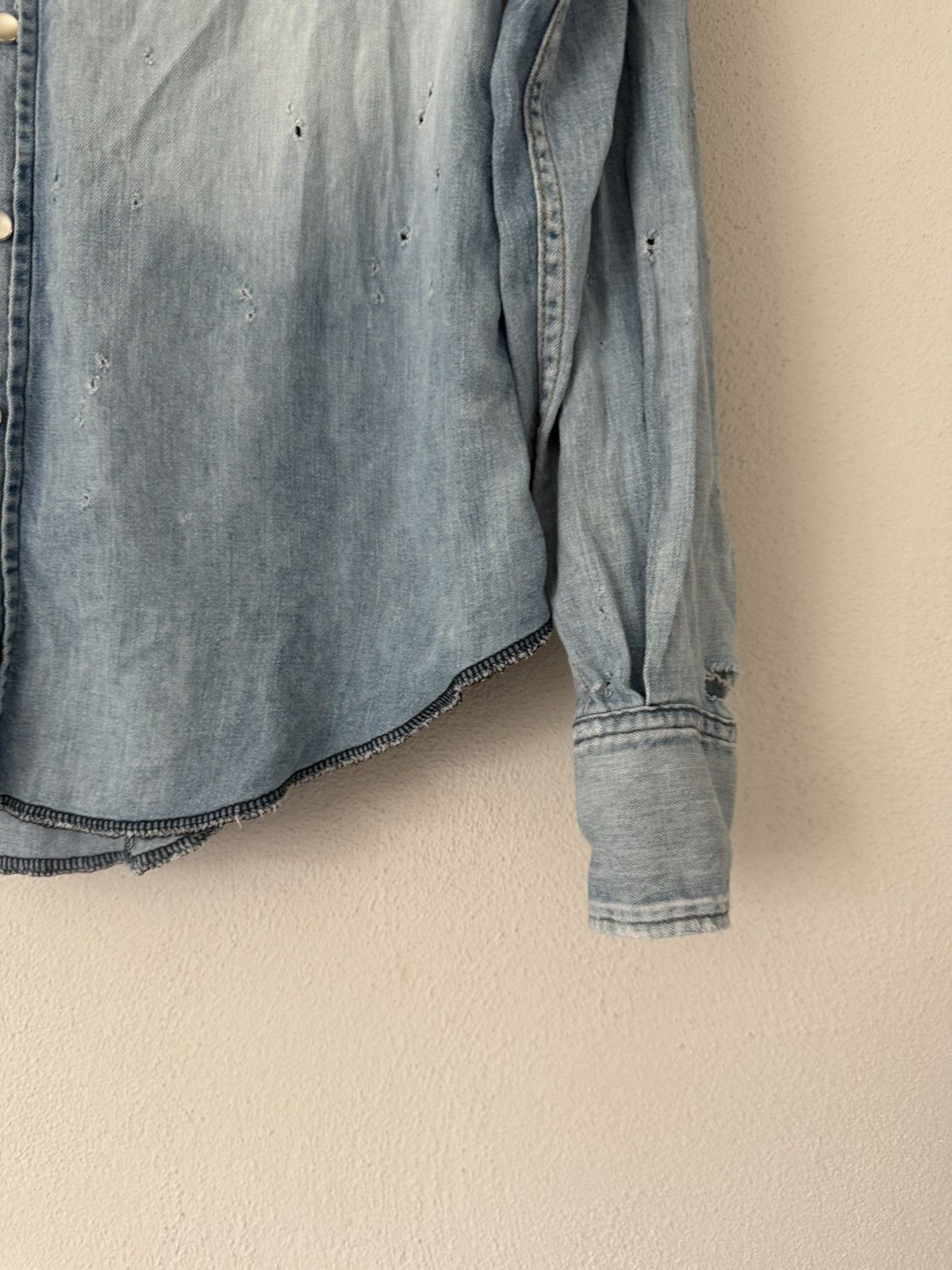 Saint Laurent Paris Distressed Western Denim Shirt Size US S / EU 44-46 / 1 - 5 Thumbnail