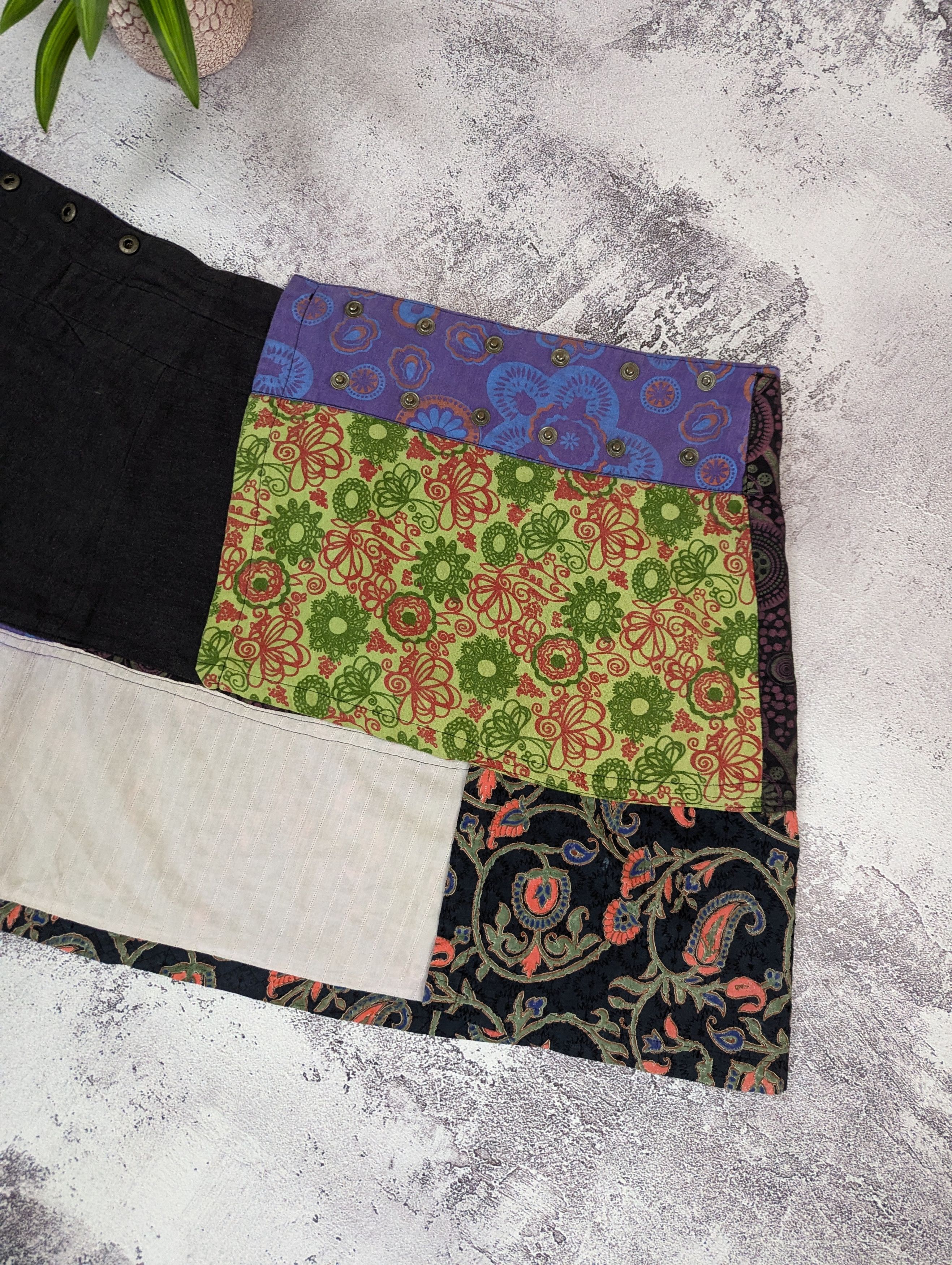 Japanese Brand VTG Japanese Patchwork Wrap Skirt Boho Fairy M/L Size 31" - 9 Thumbnail