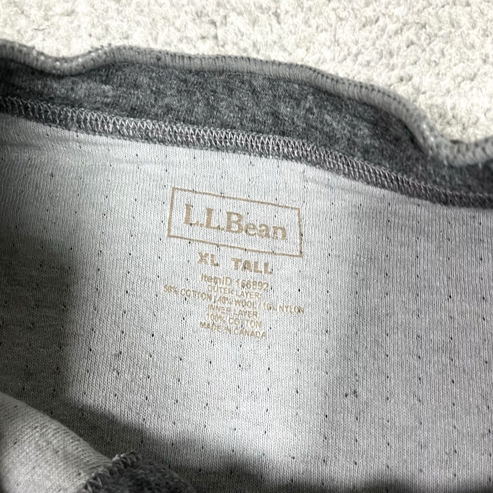 Vintage LL Bean Shirt Mens XL Gray Henley River Driver Wool Long Sleeve Thermal 2 Layer 90s Classic Outdoor Preppy Mens Size US XL / EU 56 / 4 - 5 Thumbnail