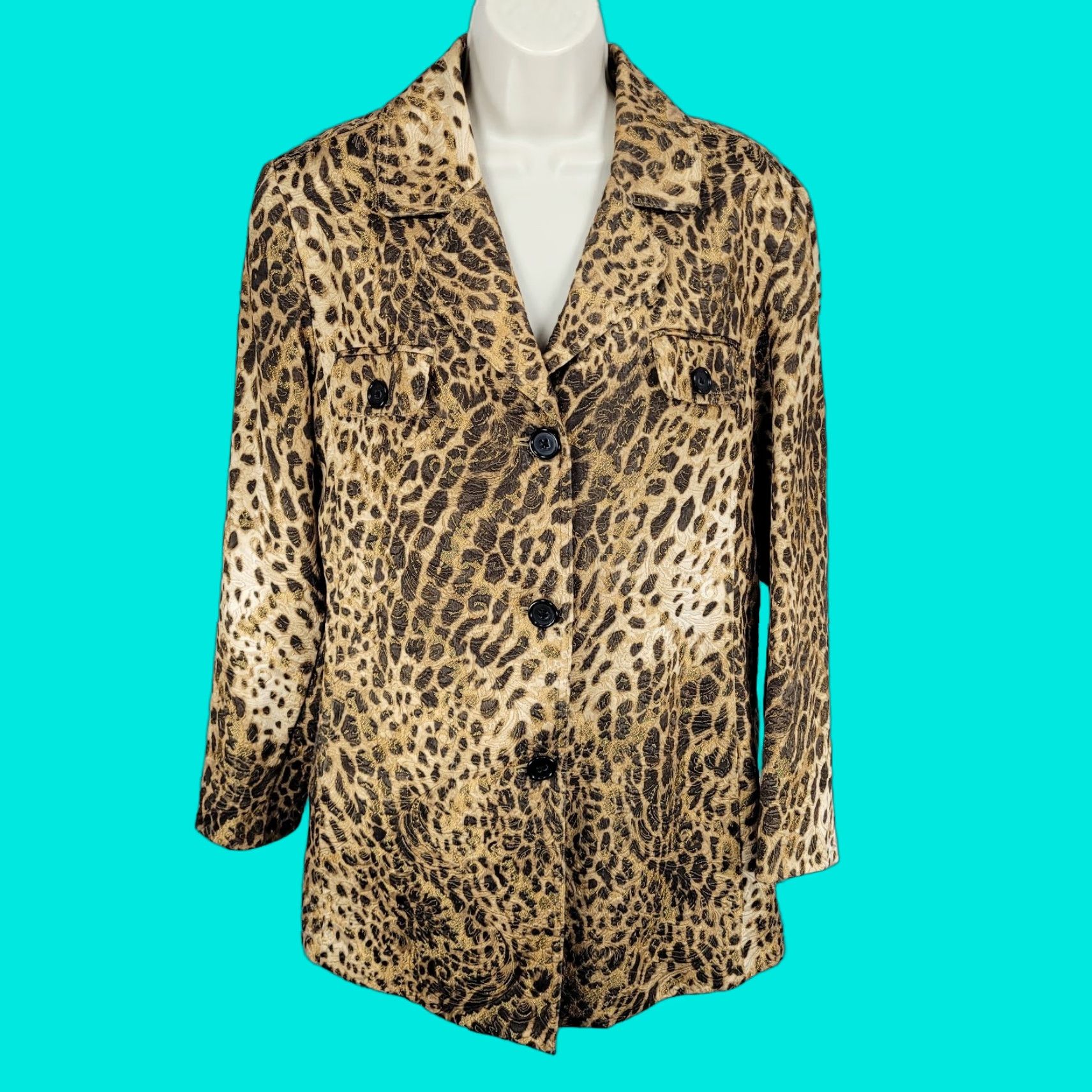 Vintage Chico's Leopard Buttoned Lightweight Lined Jacket 2 US 12 Women Medium? Size XS / US 0-2 / IT 36-38 - 1 Thumbnail