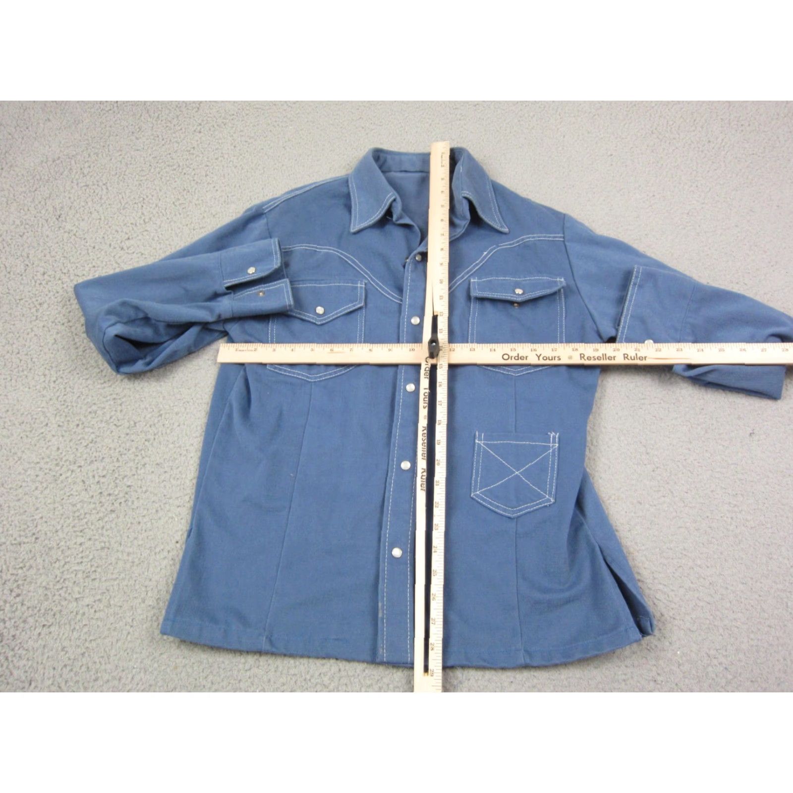 Vintage VINTAGE Western Shirt Mens M Blue Button Up Snap 60s 70s Casual Chamois Shirt Size US M / EU 48-50 / 2 - 6 Thumbnail