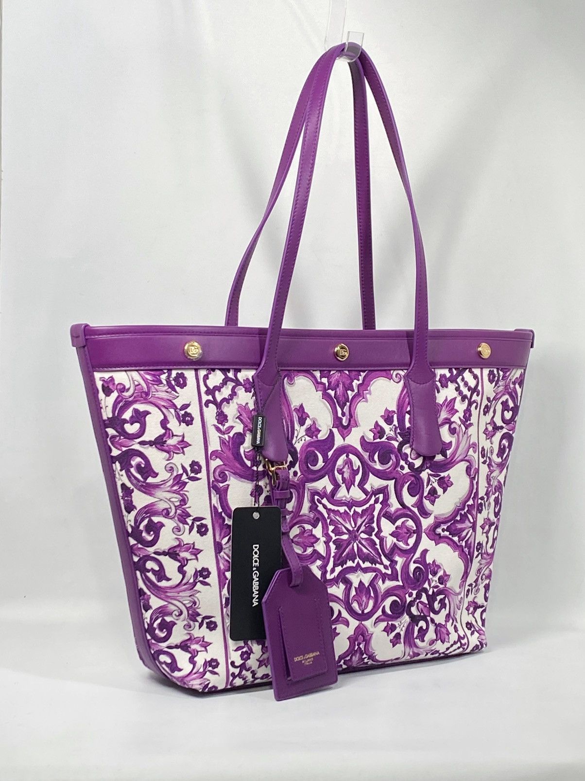 Dolce & Gabbana Dolce&Gabbana Majolica-Print Canvas Shopping Tote Bag Size ONE SIZE - 10 Thumbnail