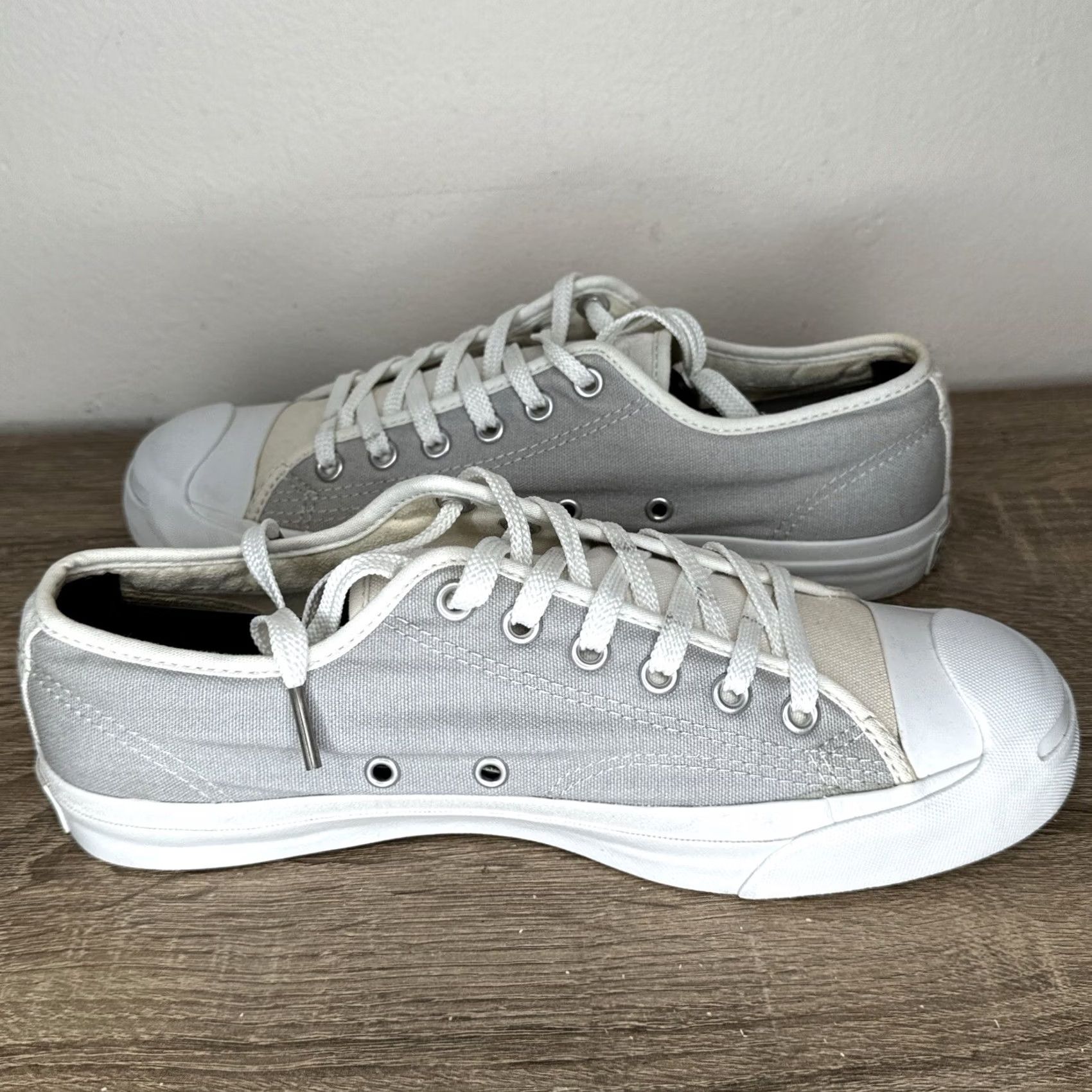 Converse Converse Jack Purcell Low White Gray Canvas Sneakers Mens 7 Womens 8.5 Size US 9 / IT 39 - 3 Thumbnail