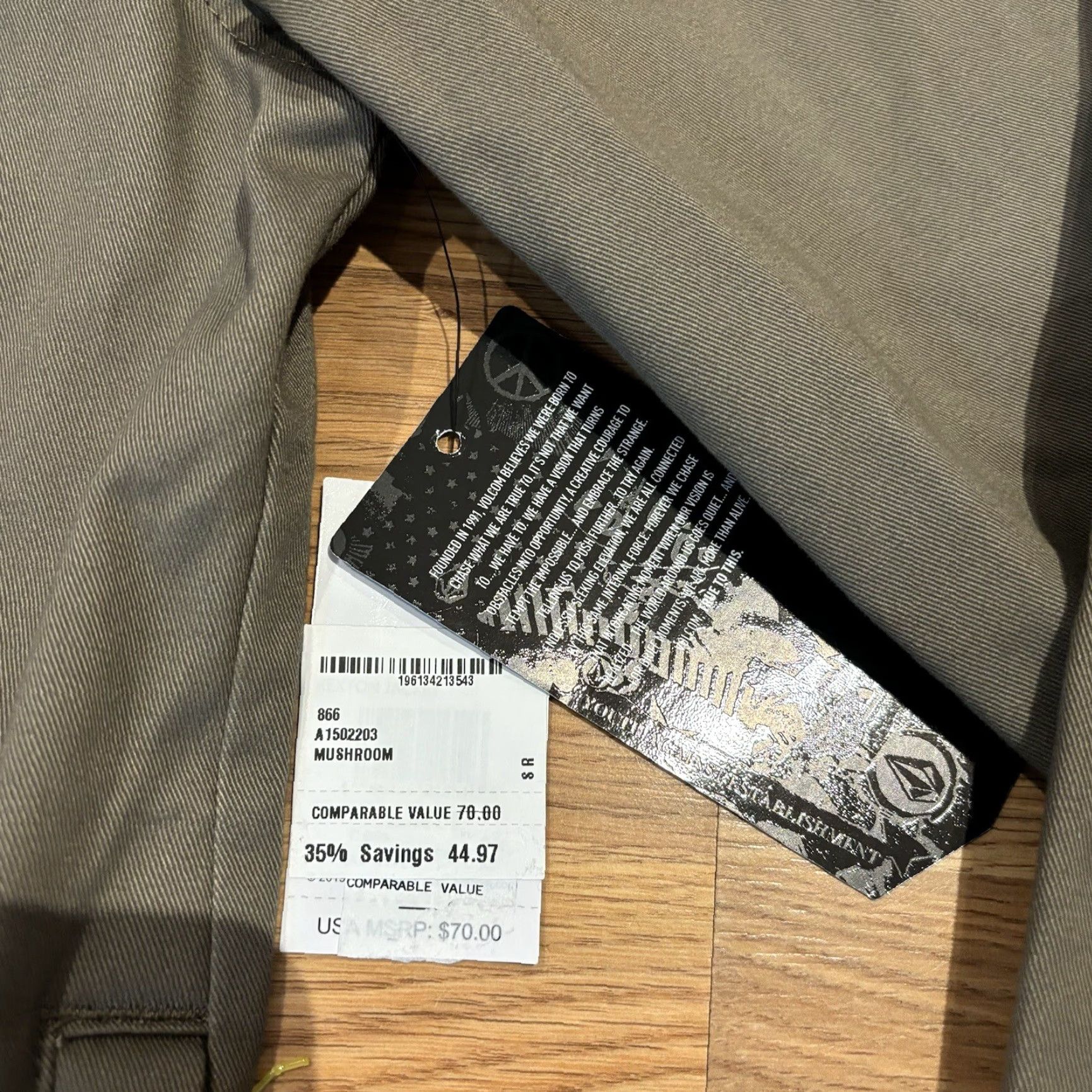 Volcom NWT Volcom Warren Jacket Mushroom Hooded Jacket Men’s Size Small Size US S / EU 44-46 / 1 - 7 Thumbnail