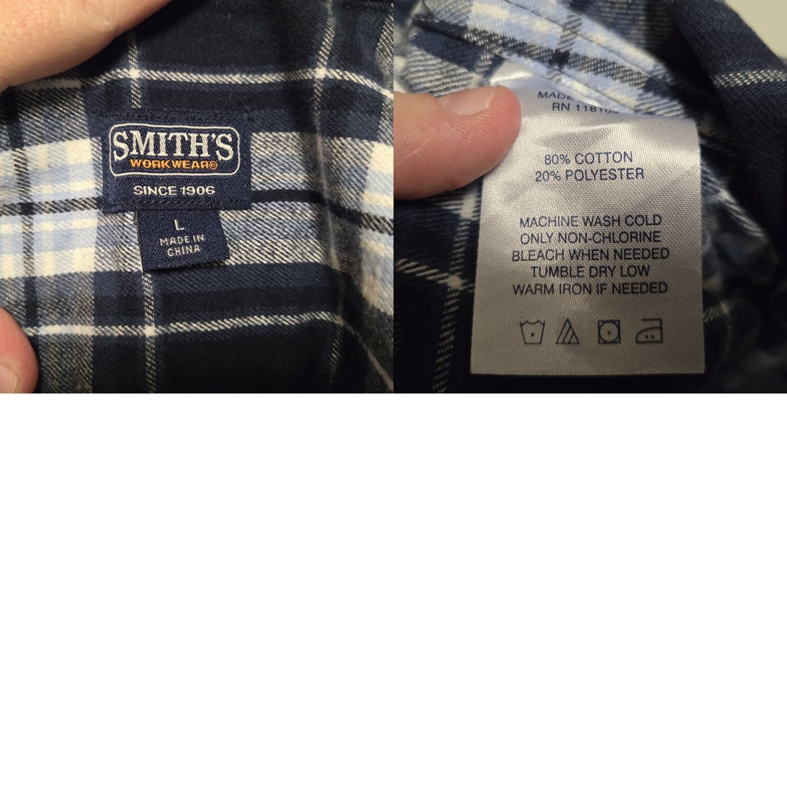 Vintage Smith's Workwear Mens Button-Up Shirt Plaid Flannel Blue Size L Size US L / EU 52-54 / 3 - 9 Thumbnail