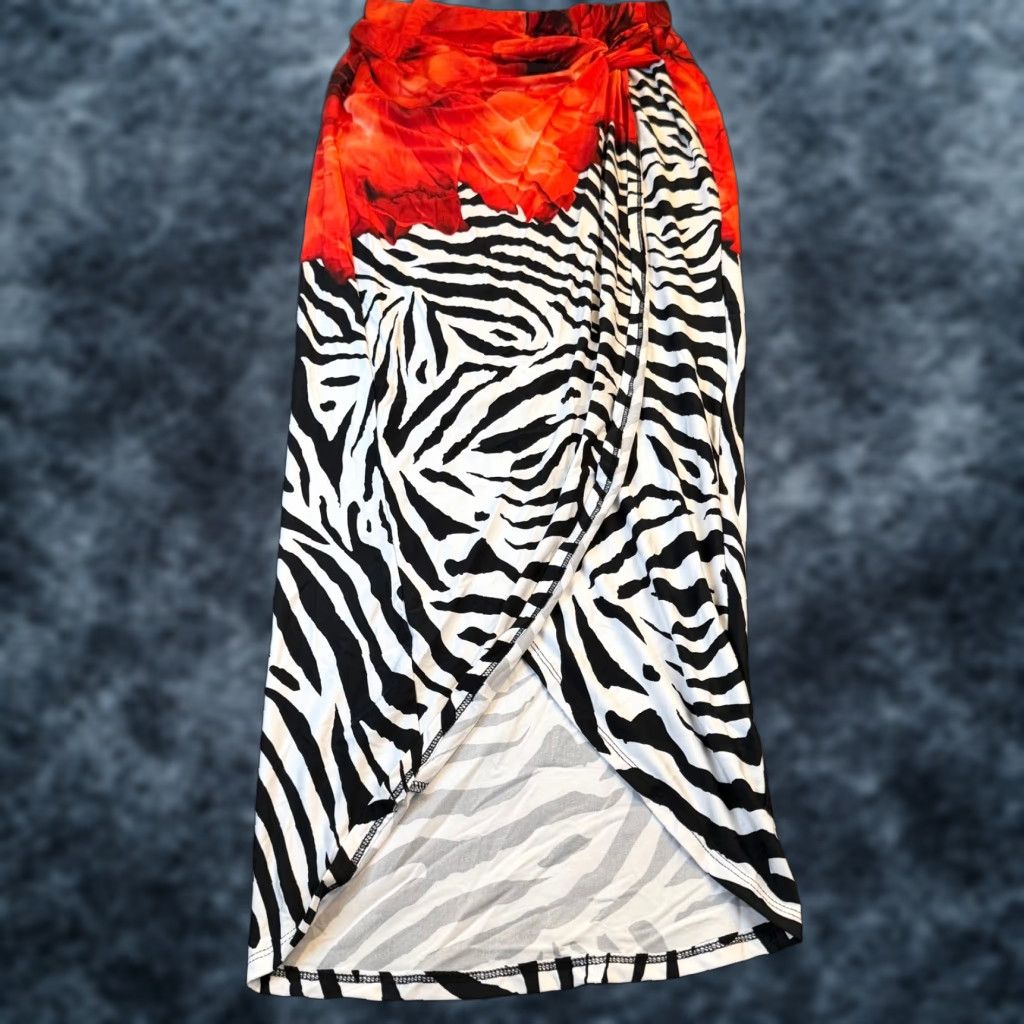 Venus Venus Zebra Floral Maxi Skirt Womens M Casual Summer Pull On Knot Faux Wrap Dress Size 32" / US 10 / IT 46 - 1 Thumbnail