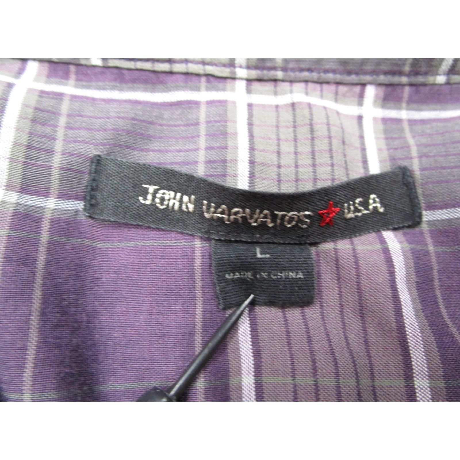 John Varvatos VINTAGE John Varvatos Star USA Shirt Mens Large Purple Check Button Up Designer Peace Size US L / EU 52-54 / 3 - 3 Thumbnail