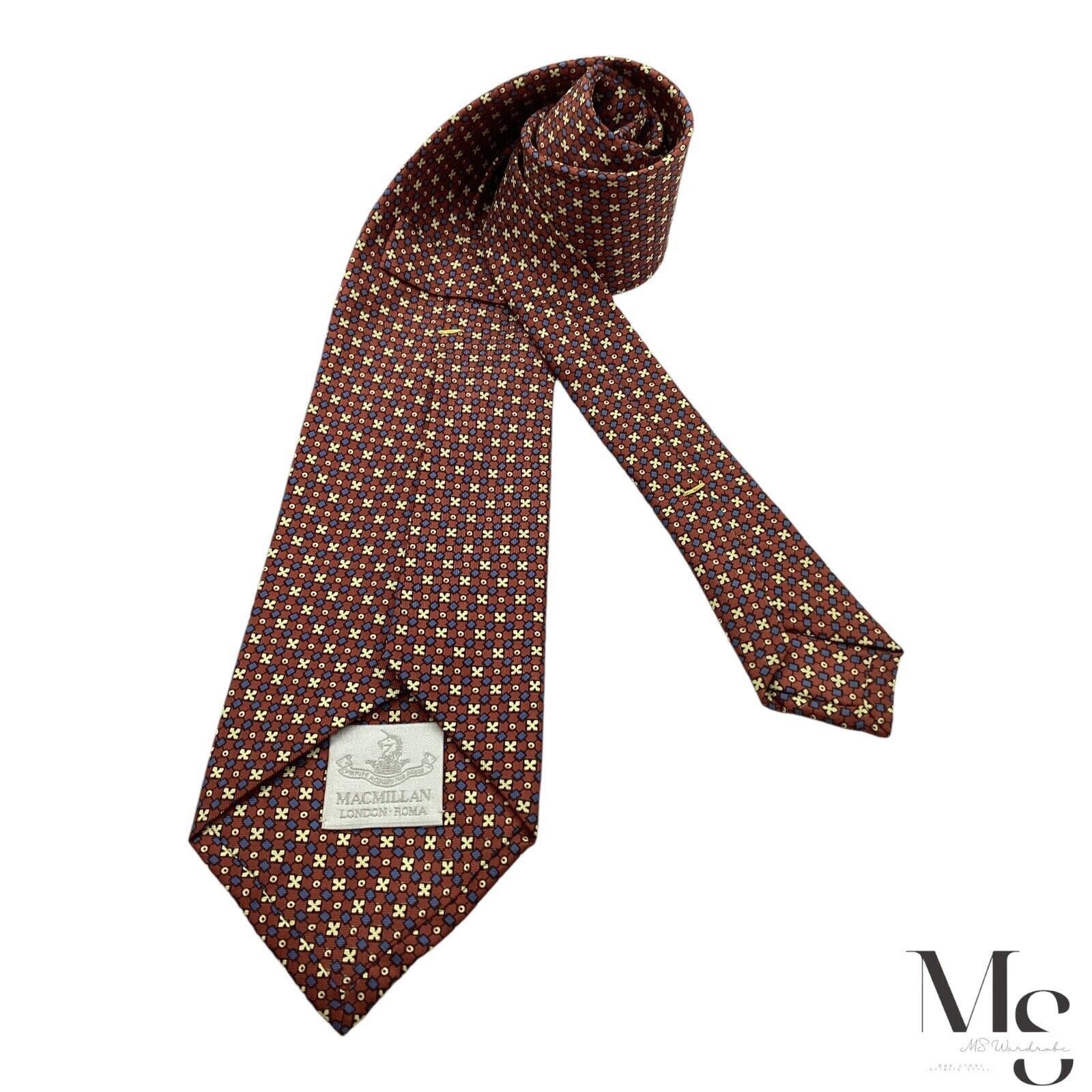 Other MACMILLAN 7 Folds XL Burgundy Geometric Silk Tie W: 4" EX CO Size ONE SIZE - 2 Thumbnail