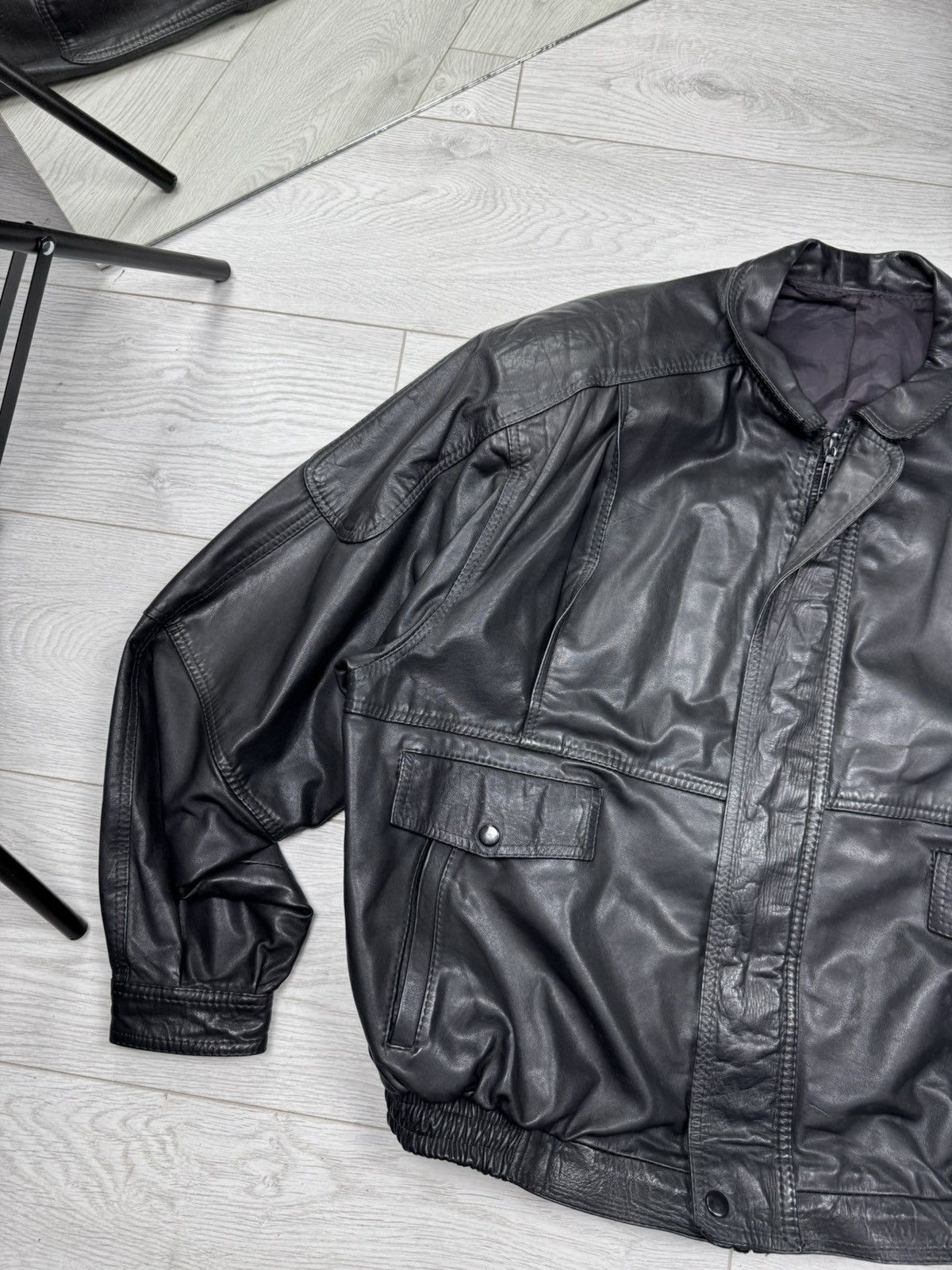Vintage Vintage 90’s Bomber Leather Jacket Size US M / EU 48-50 / 2 - 2 Thumbnail