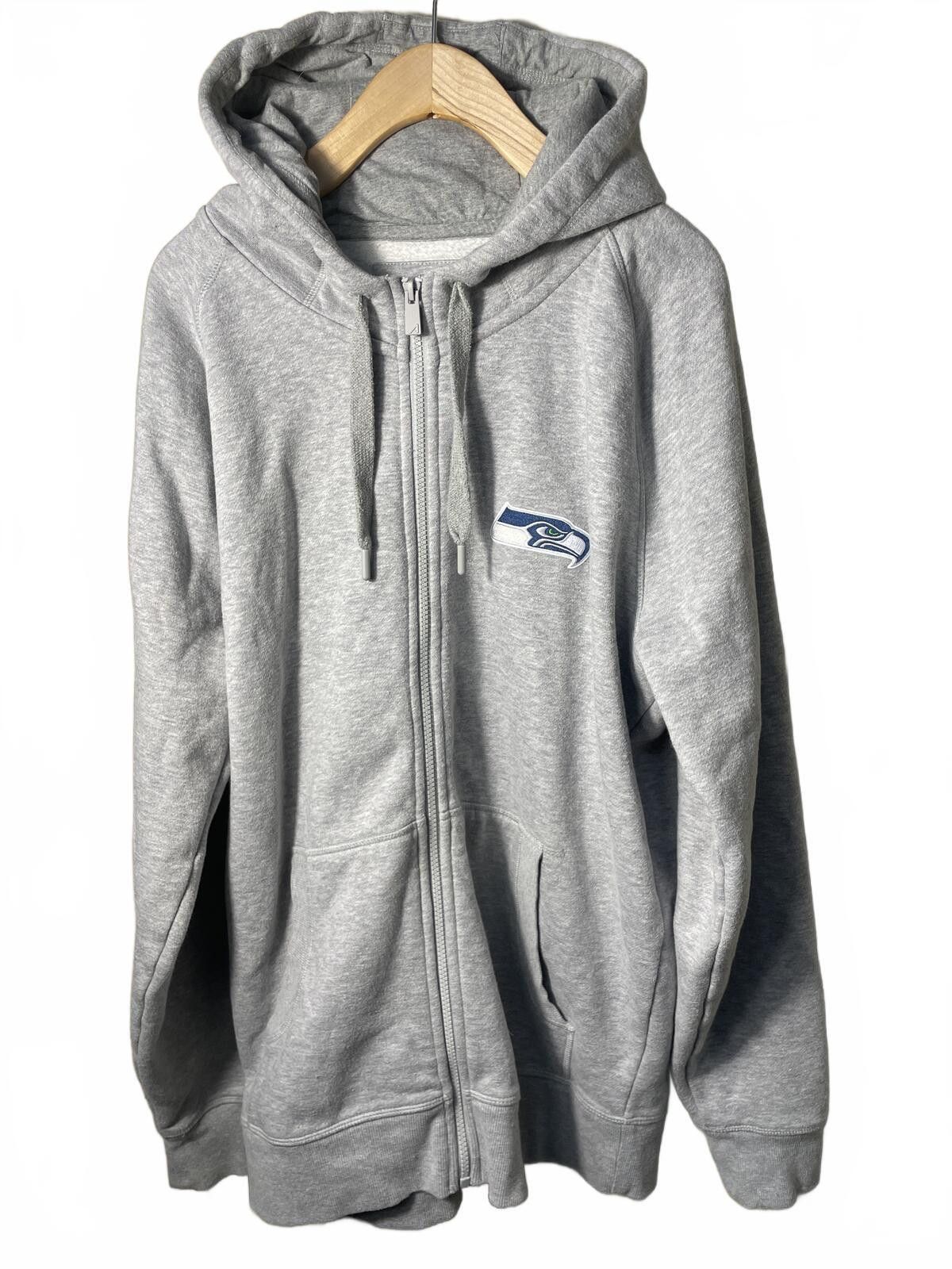 Antigua Seattle Seahawks Sweatshirt Hood Men's Large Gray Full Zip Size US L / EU 52-54 / 3 - 7 Thumbnail