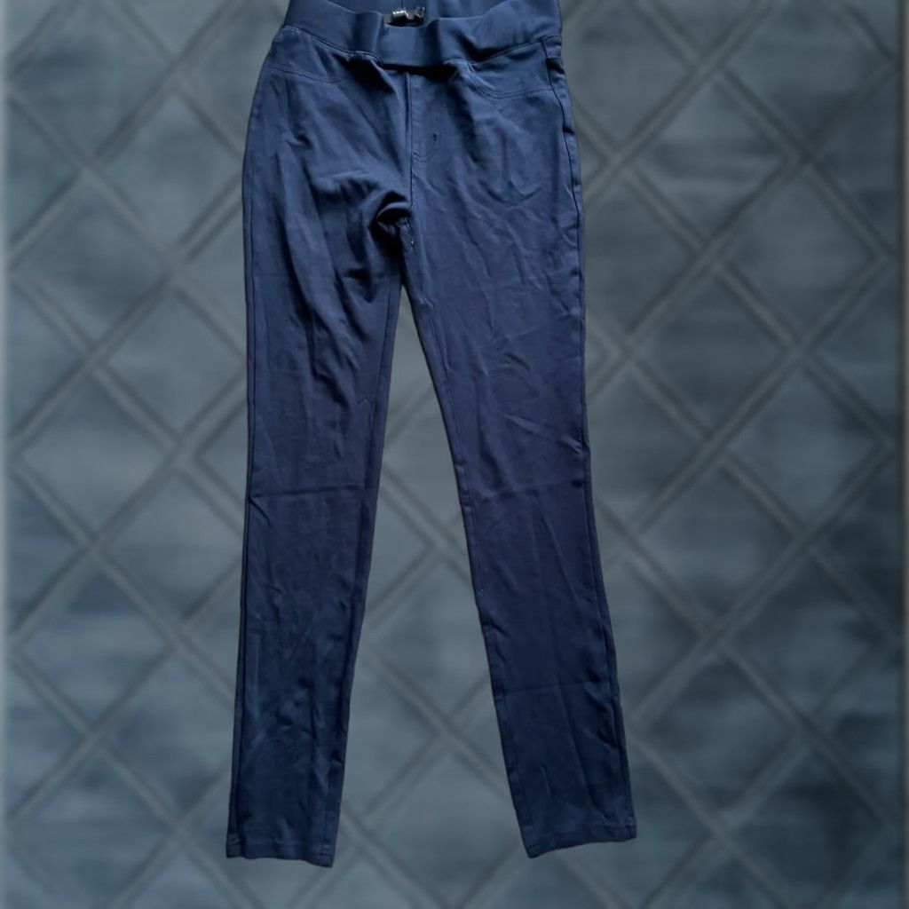 Vintage Tahari Womens Leggings XS Blue Pull On Knit Slim Straight Front Pockets Chino Style Casual Stretch Dry Clean Only Size 26" / US 2 / IT 38 - 1 Thumbnail