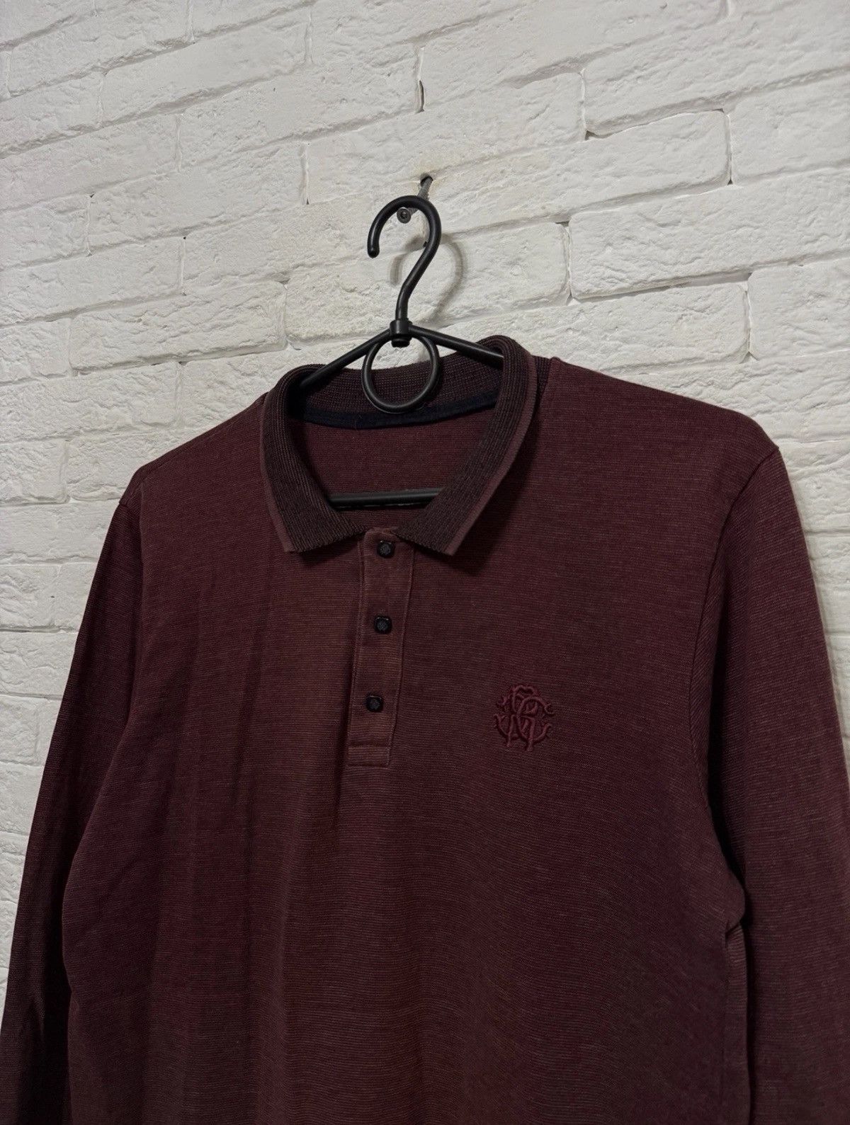 Roberto Cavalli Vintage Roberto Cavalli Rugby Longsleeved Washed Polo Shirt Size US M / EU 48-50 / 2 - 2 Thumbnail