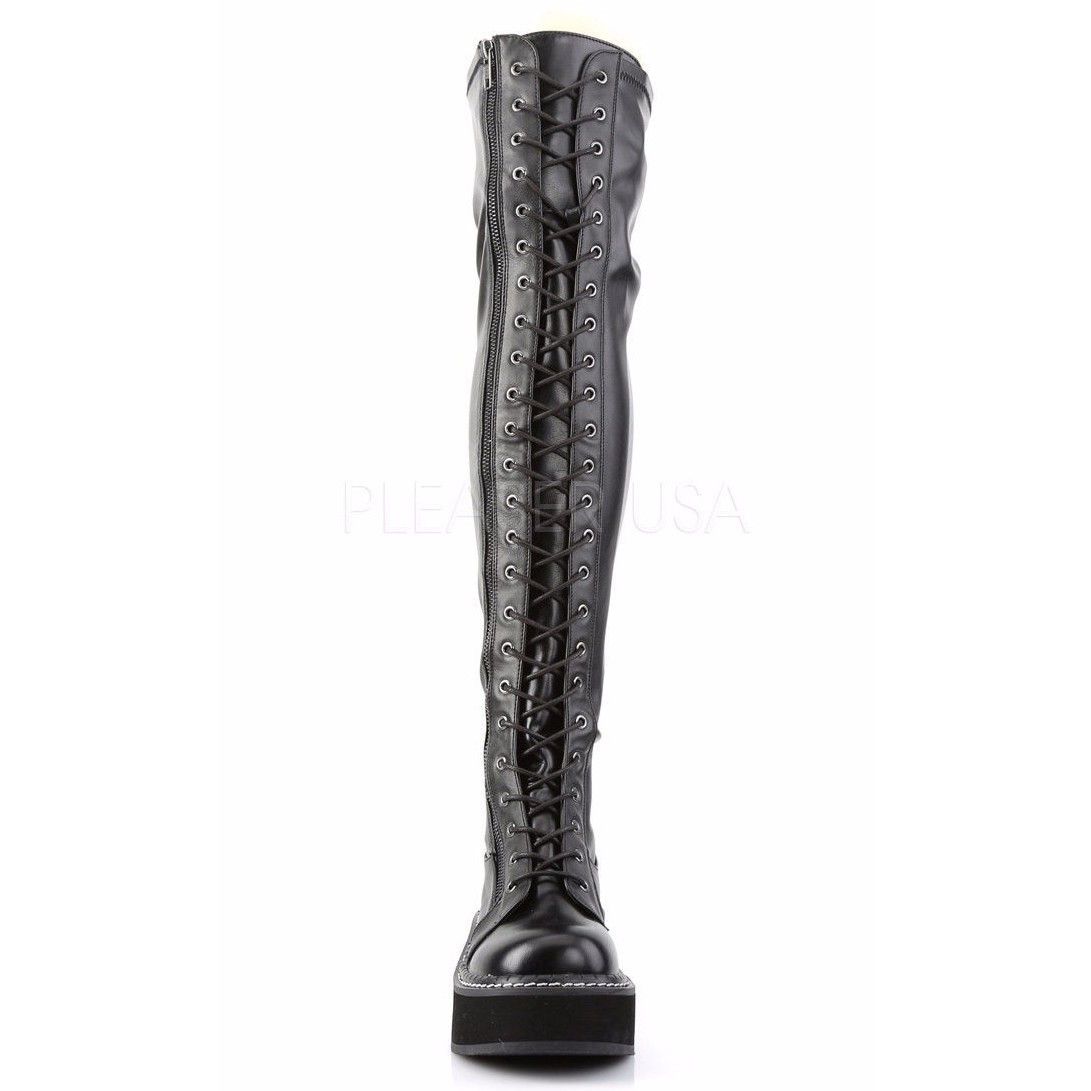 Other DEMONIA Emily 375 Matte Black Lace Up 2" Platform Goth Punk Size US 7 / IT 37 - 2 Thumbnail
