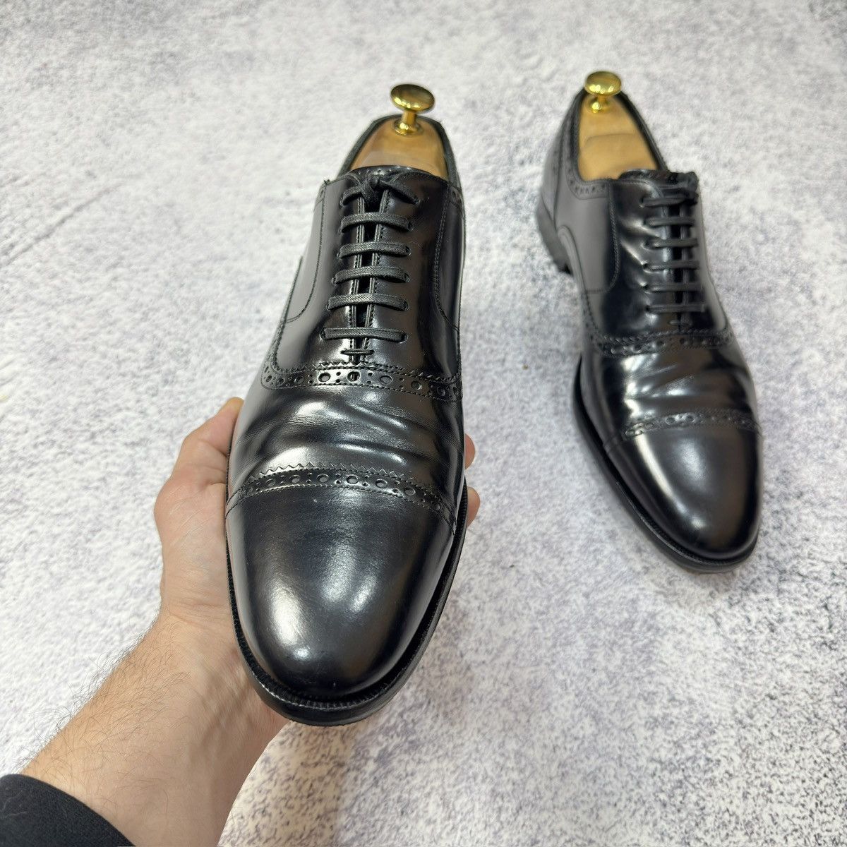 Dolce & Gabbana × Handmade D&G Mens Black Oxfords Brogues US9.5 UK8.5 EU42.5 27.5cm Size US 9.5 / EU 42-43 - 5 Thumbnail