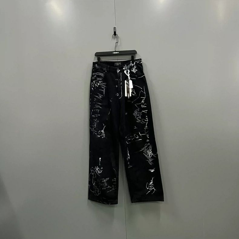 Balenciaga Balenciaga size XS Black Graffiti Straight Pants Size US 27 - 1 Thumbnail