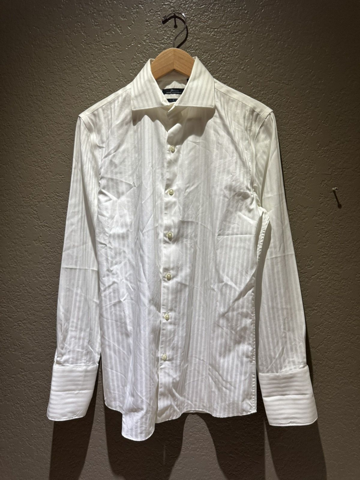 Marc Anthony Marc Anthony Vintage Slim Fit Tonal White Stripe Button Up Size US M / EU 48-50 / 2 - 1 Thumbnail