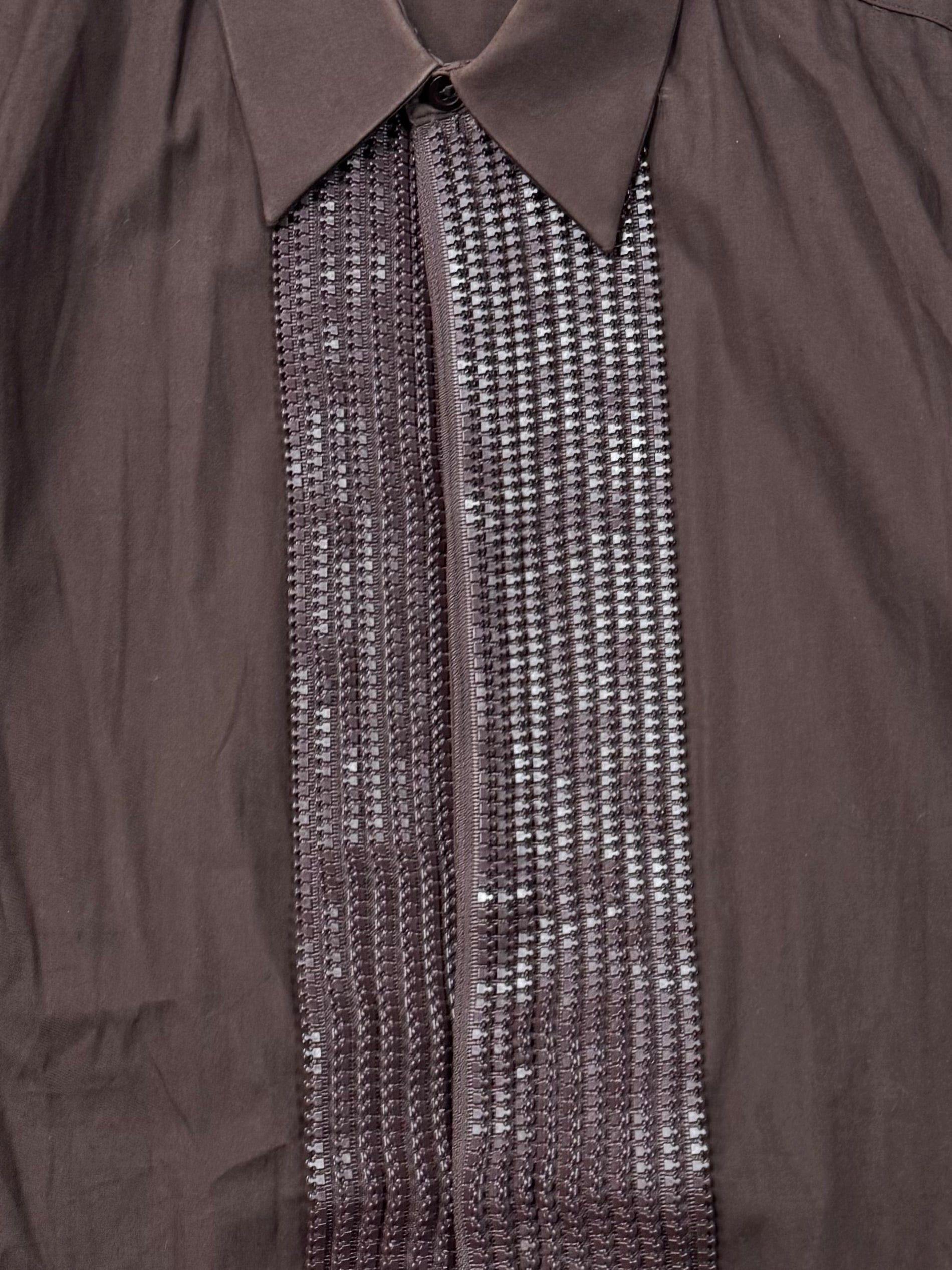 Givenchy Givenchy ‘Zipper Track’ Brown Concealed Button Down Shirt Size US M / EU 48-50 / 2 - 2 Thumbnail