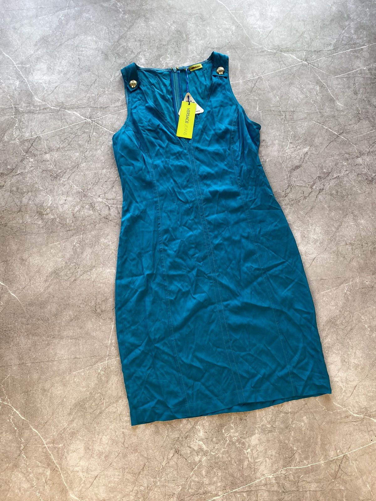 RRP 400€! New Versace Jeans Couture Blue Midi Dress Luxury
