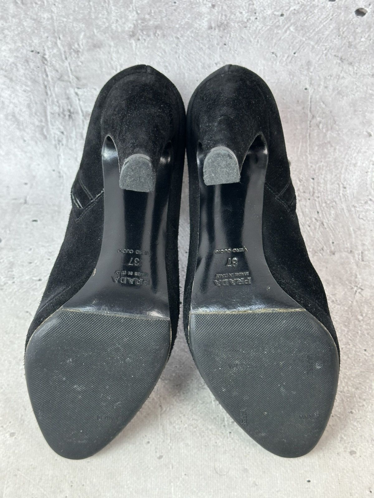 Prada Prada Black Suede High Heel Zip Made in Italy Ankle Booties Size US 7 / IT 37 - 19 Thumbnail