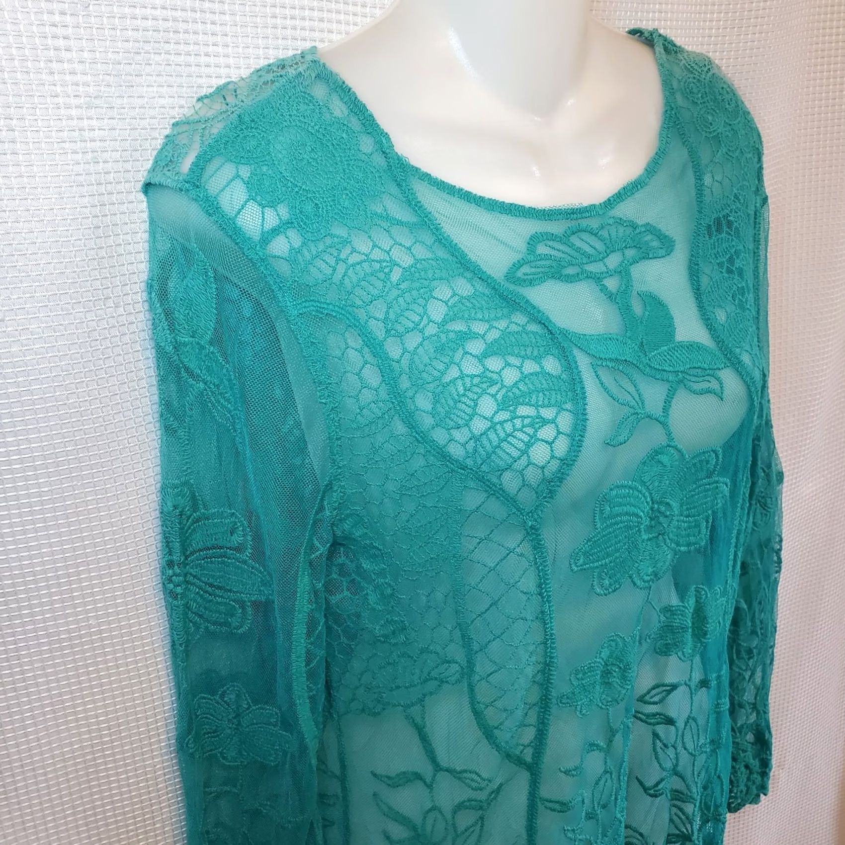 Vintage Love Couture Blouse Tunic Sz M Boho Y2K Sheer Lace Floral Embroidered Cover Up Size M / US 6-8 / IT 42-44 - 4 Thumbnail