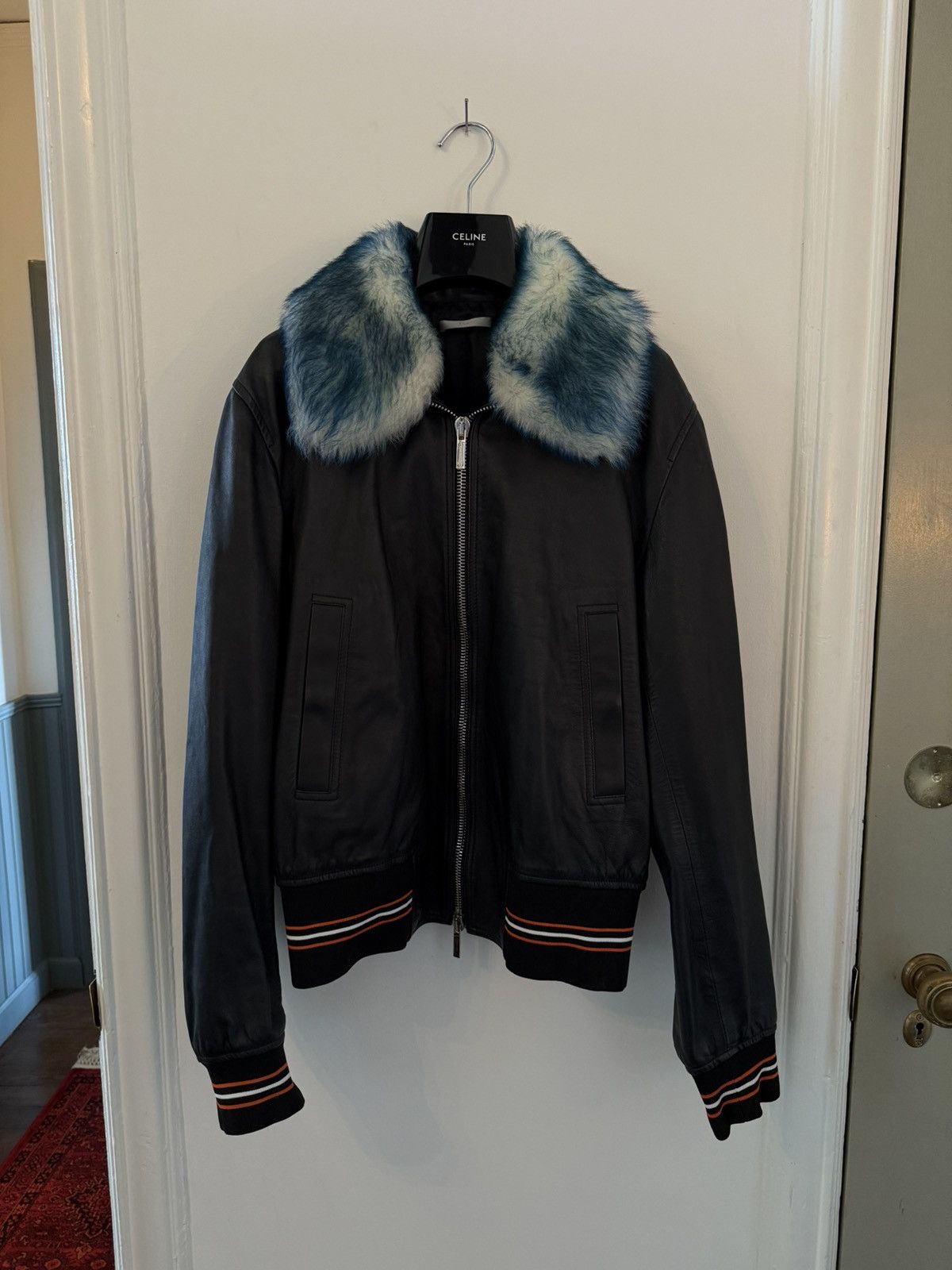 Dior Dior Homme Leather Bomber w/ Blue Fur Collar Size US M / EU 48-50 / 2 - 1 Thumbnail