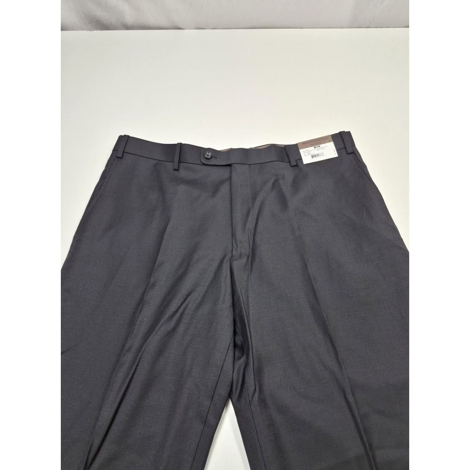 Pronto Uomo Prontomoda Dress Pants Mens 38x36 Black Wool Super 140s Flat Front Unhemmed NWT Dress Pants Mens 38 Black Wool Size US 38 / EU 54 - 2 Thumbnail