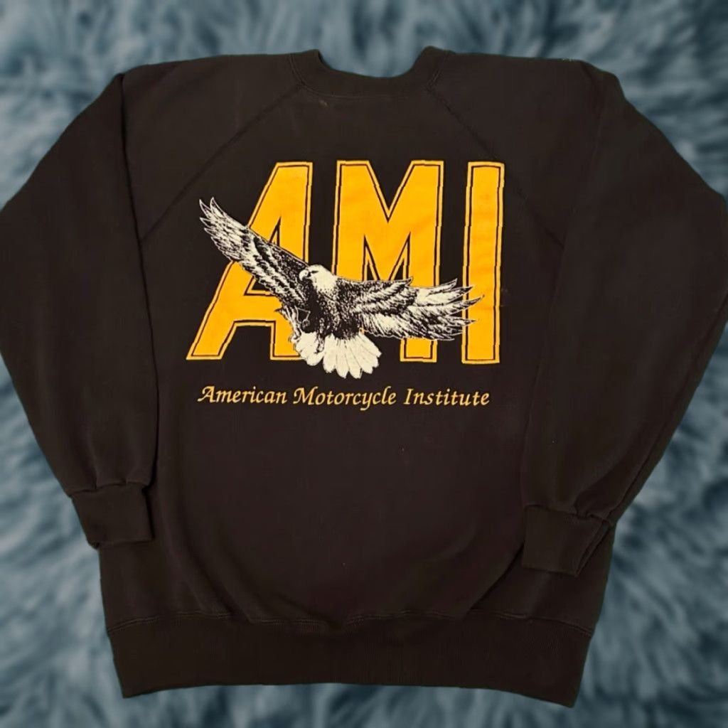 Vintage VINTAGE AMI Daytona Biker Crewneck Sweater L Men Blue 80s Motorcycle Pullover Crew Neck Mens Size US L / EU 52-54 / 3 - 1 Thumbnail