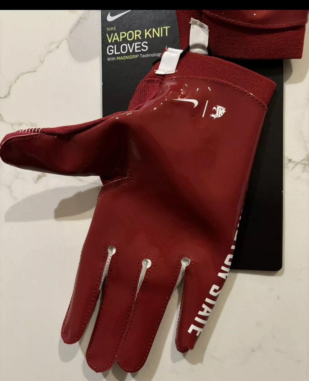 Nike New Nike Vapor Knit Washington State Cougars Football Gloves Size ONE SIZE - 2 Thumbnail
