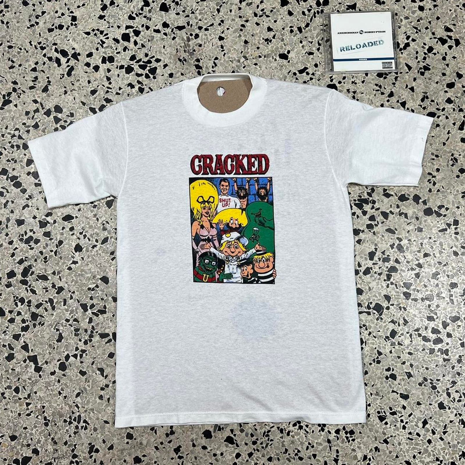 image of Archival Clothing x Vintage 90's Single Stitch Cracked Shut Up Raegan Promo Tee: in White (Size Med