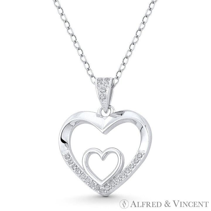 Other Double-Heart CZ Crystal Pendant in .925 Sterling Silver Size ONE SIZE - 1 Preview