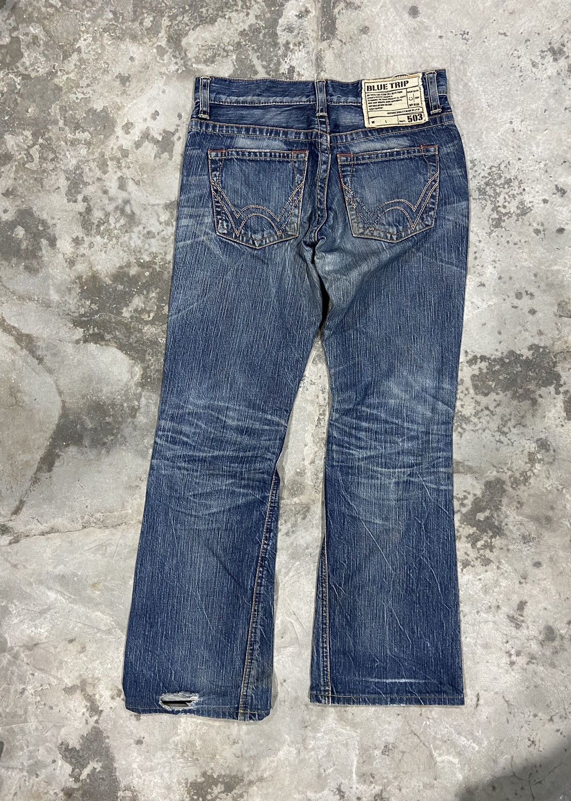 Edwin × Other ❤️‍🔥SEND OFFER ❤️‍🔥Edwin Blue Trip Flare Jeans Grazy Design Size 30" / US 8 / IT 44 - 10 Thumbnail