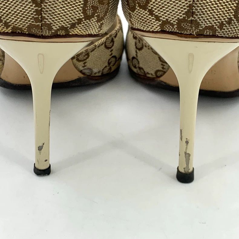 Gucci Gucci Brown logo jacquad full-print horse buckle high-heel Size US 7 / IT 37 - 9 Thumbnail