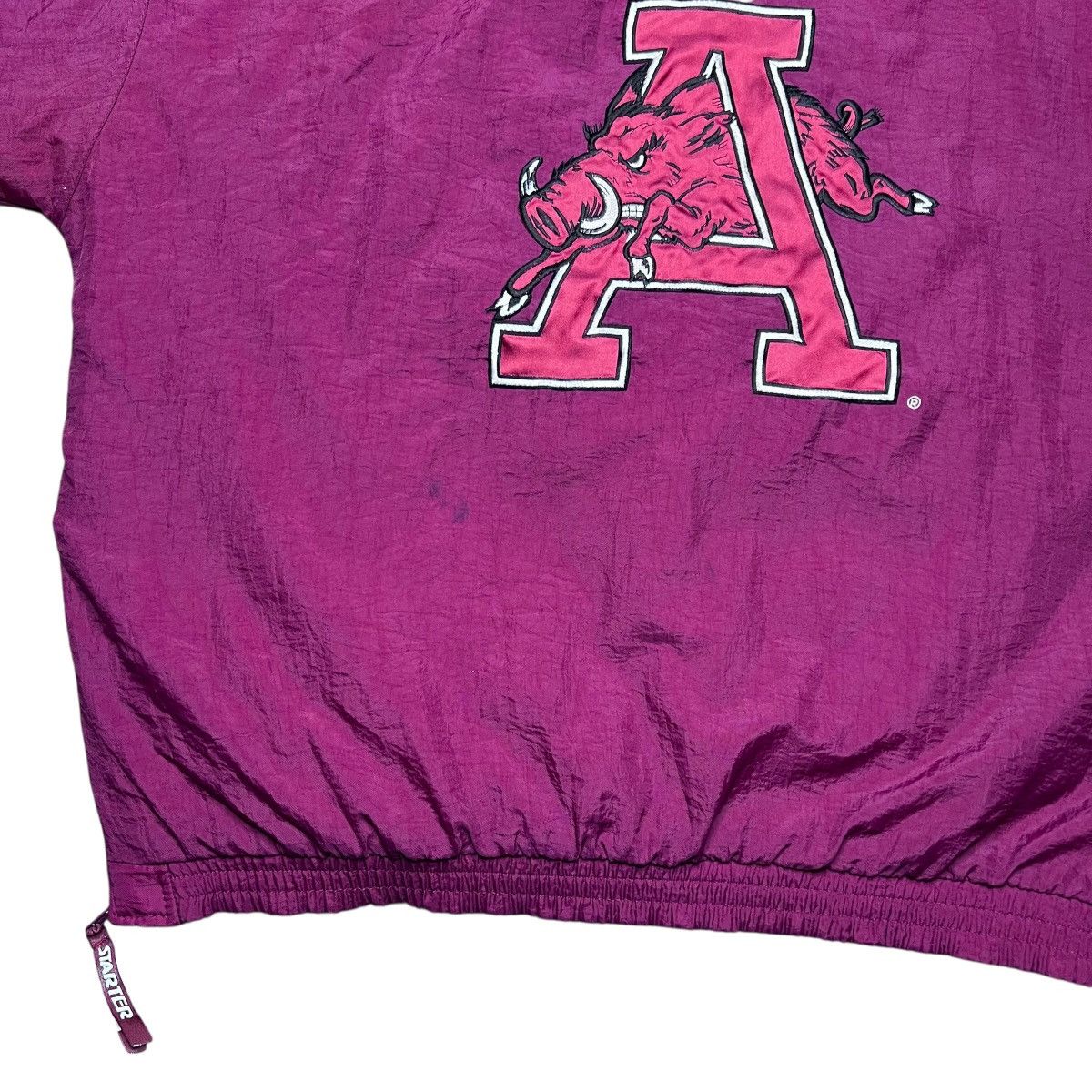 Starter 90s NCAA Arkansas Razorbacks Starter 1/2 Zip Hooded Jacket Size US XL / EU 56 / 4 - 13 Thumbnail