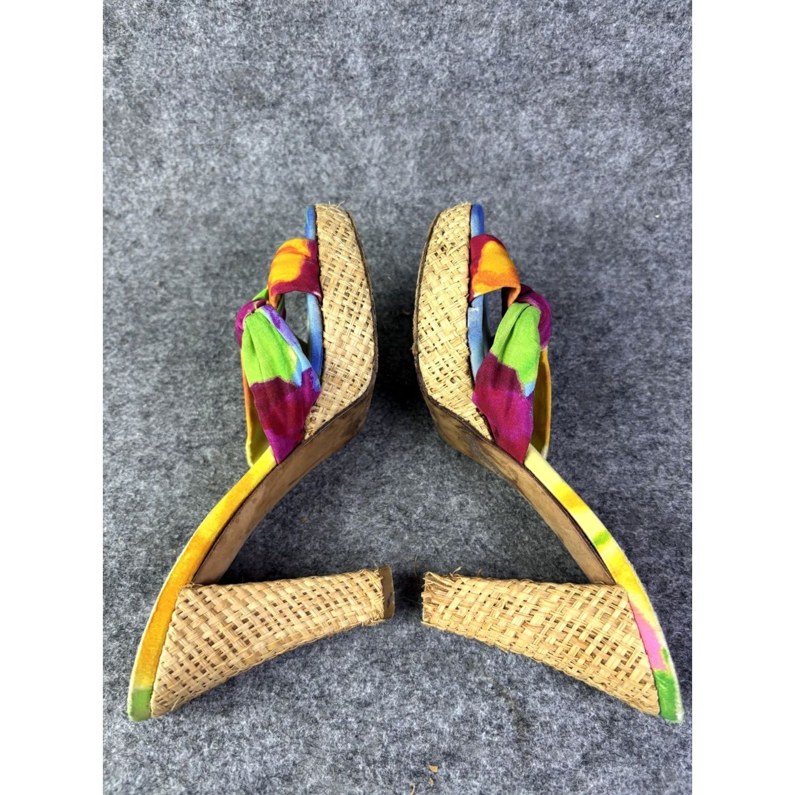 Stuart Weitzman Stuart Weitzman Sandals Womens 6.5 Multicolor Tie Dye Espadrille Bow Heels Size US 7 / IT 37 - 6 Thumbnail