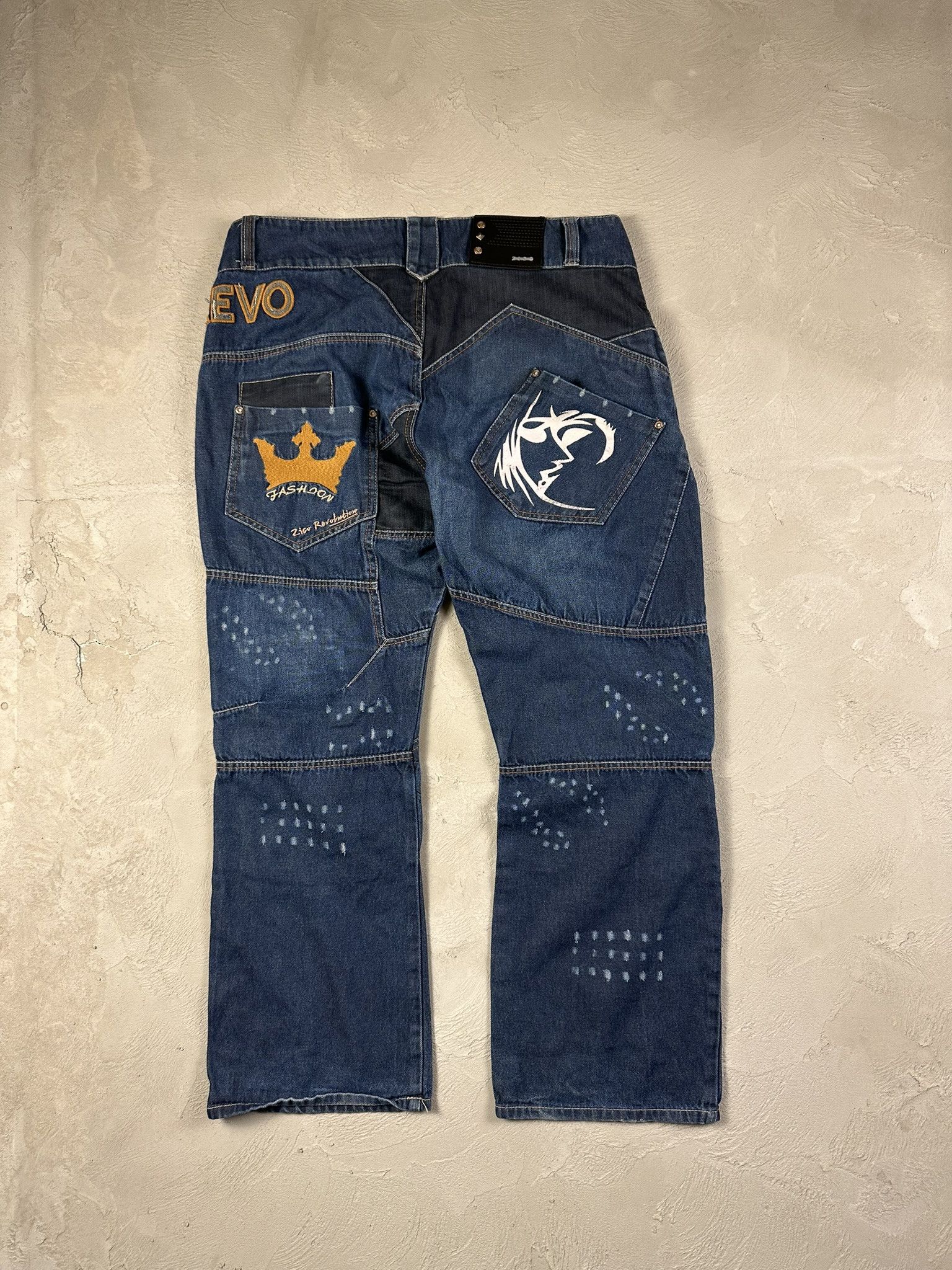 Japanese Brand Vintage Y2k Avant Garde Oversized Printed Hiphop Denim Pants Size US 36 / EU 52 - 7 Thumbnail
